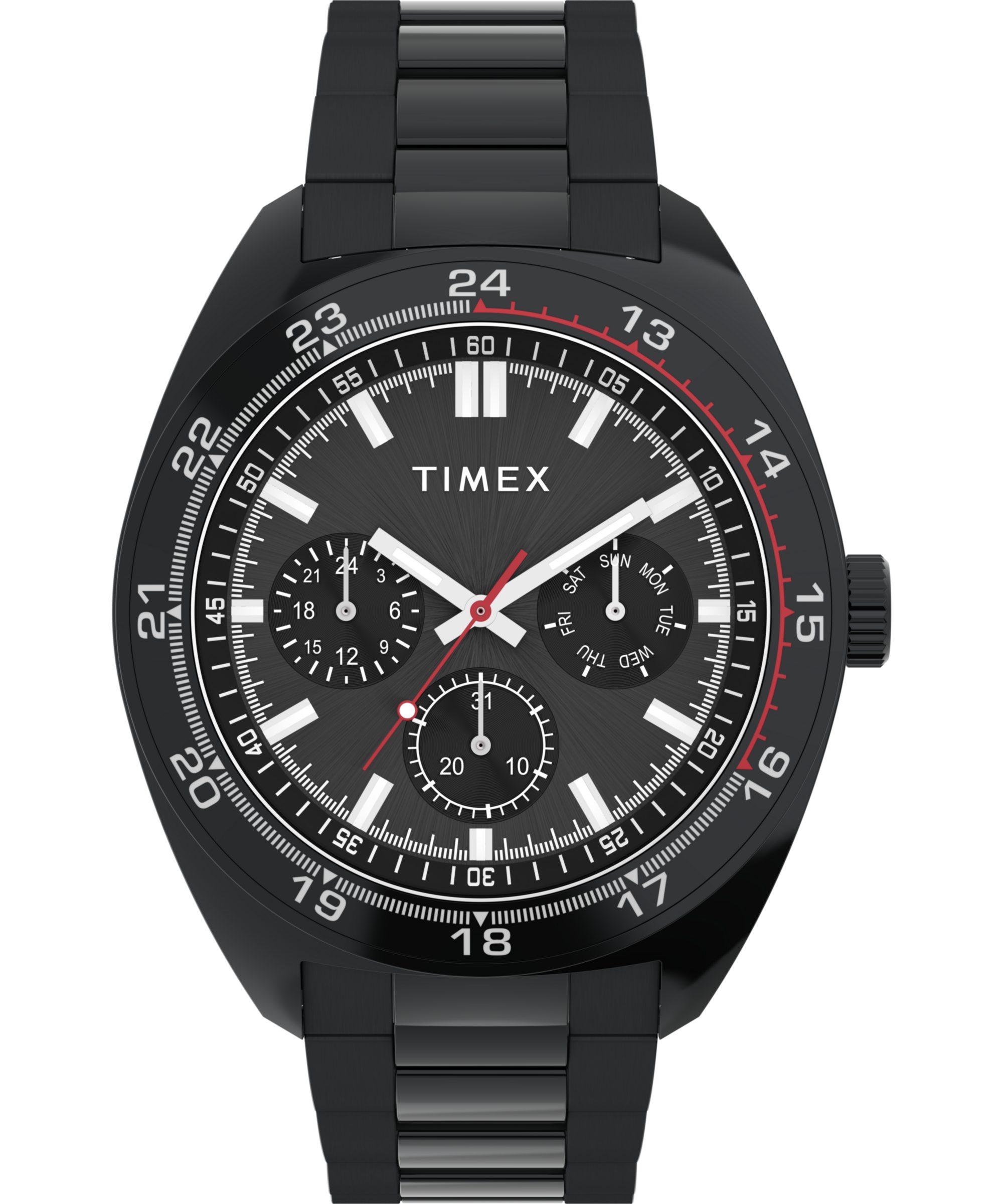 Timex Multifunktionsuhr WESTON TW2Y228006I, Quarzuhr, Armbanduhr, Herrenuhr, Edelstahlarmband, 12/24-Std.-Anzeige