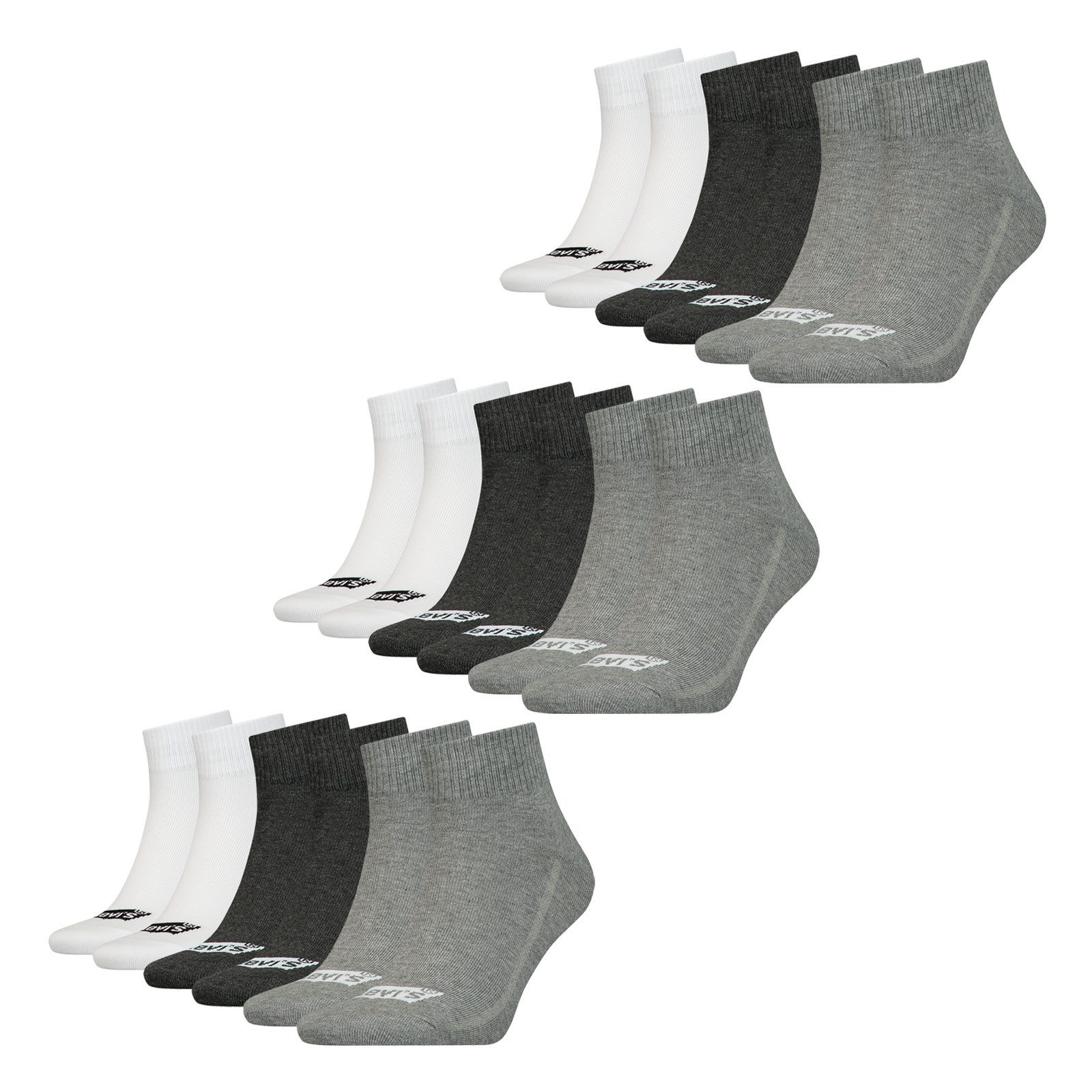 Levi's® Короткие носки Mid Cut Batwing Logo Socks (9-Paar) mit seitlichen Belüftungslinien