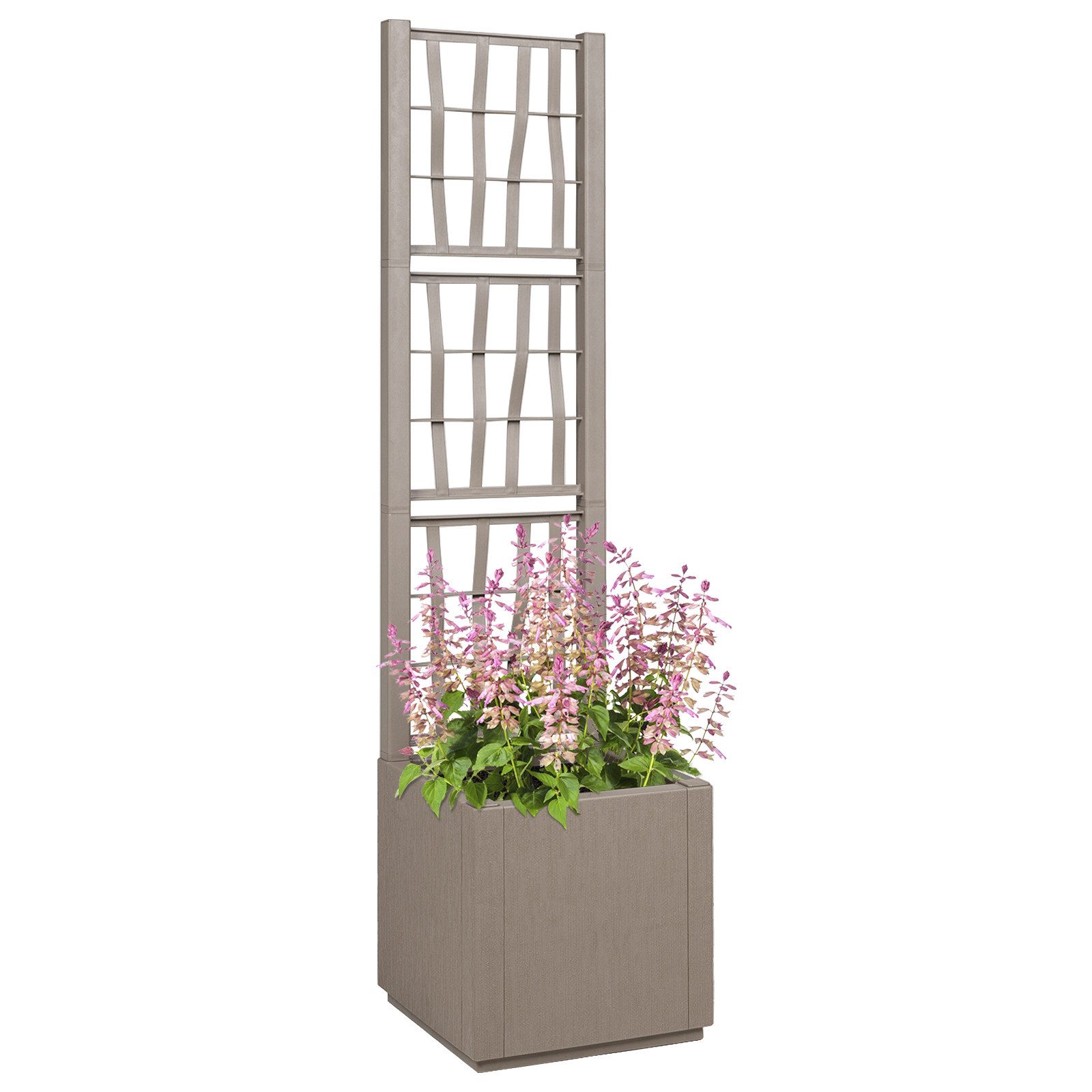 Thumbnail - vidaXL Blumentopf Pflanzkasten mit Rankgitter Hellbraun 36x36x140 cm PP (1 St)