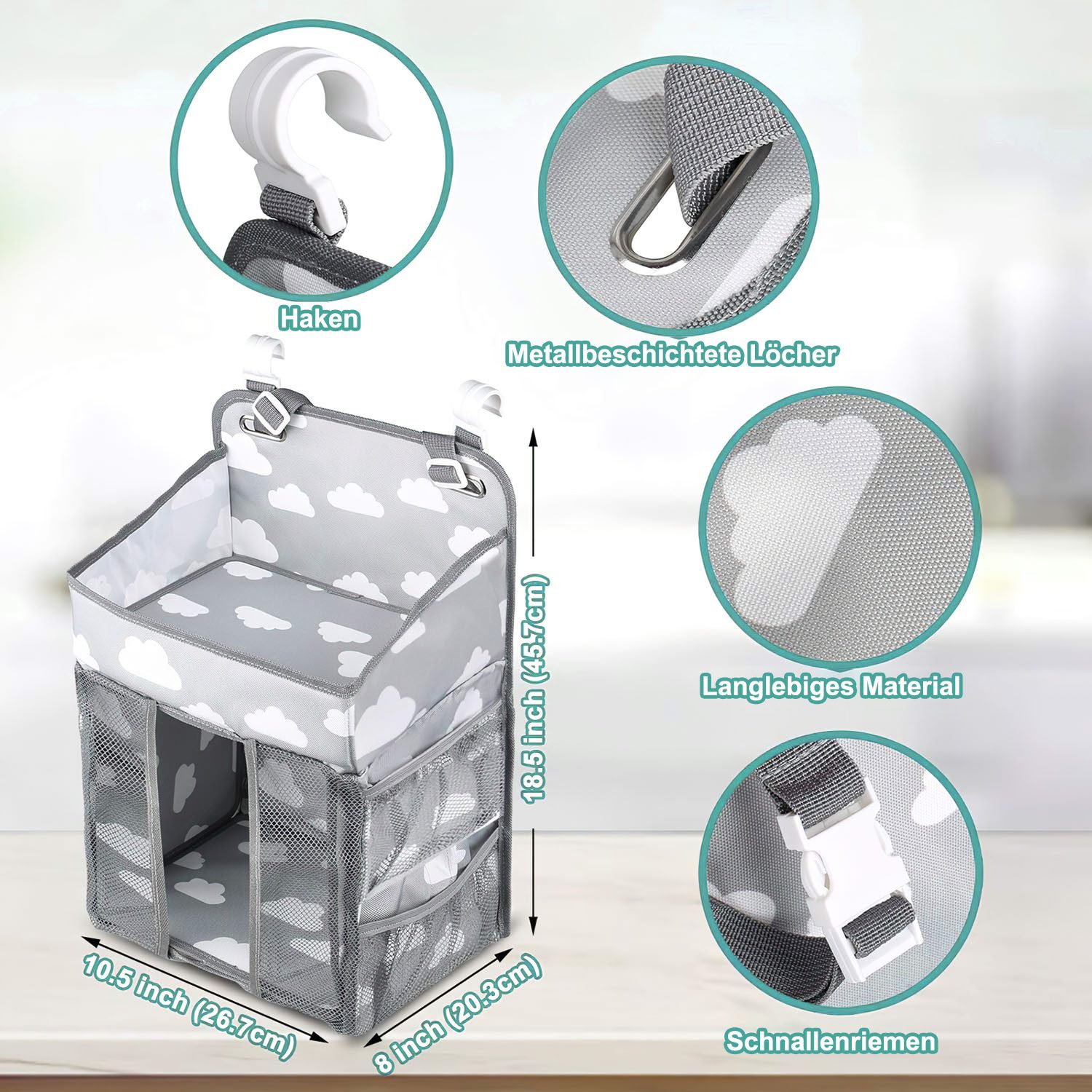 SURFOU Changing Table Organizer Hanging Organizer Changing Dresser Accessories Slopes (Cot Diaper-Baby Room Organizer, Baby Accessories for Newborns), Diaper Organizer for Crib Diaper Organizer for Changing Table