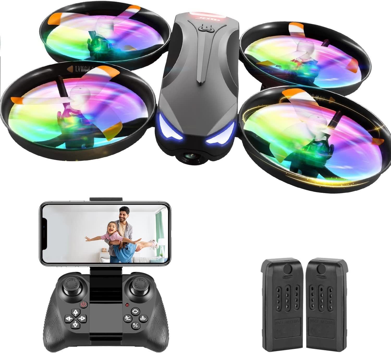 4DRC Drohne (1080P, Mini Drohne HD Dual Kamera RC Quadrocopter mit Bunte LED-Lichter)