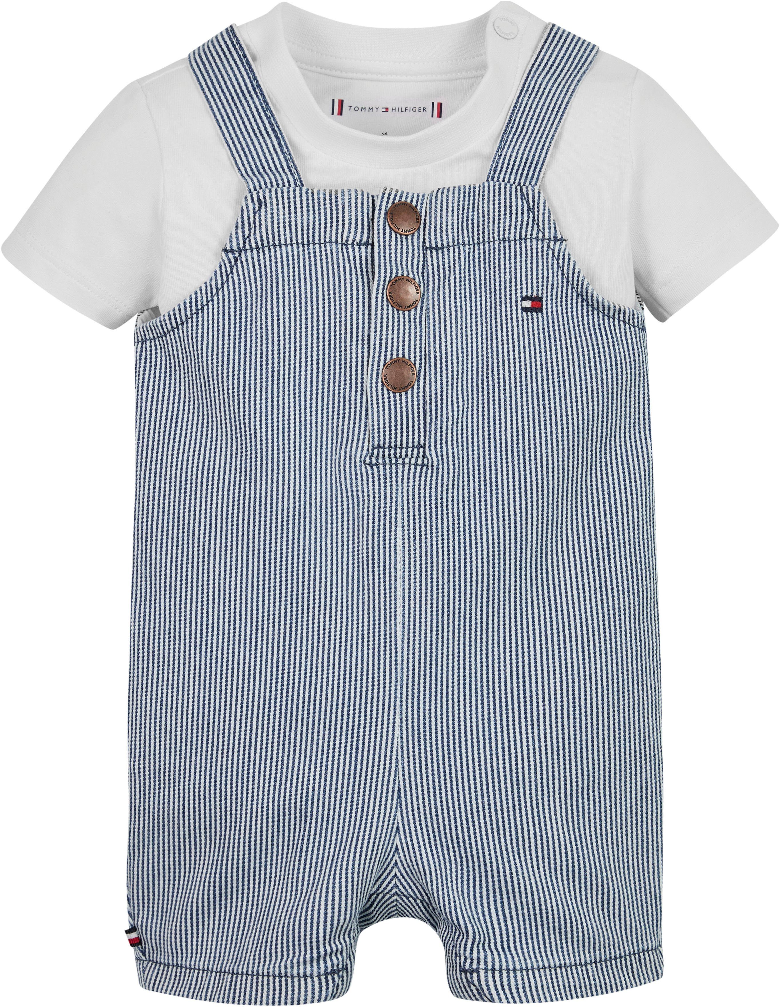 Tommy Hilfiger Shirt Hose BABY STRIPED DUNGAREE SET Set Shirt Latzhose Baby bis 2 Jahre Set Shirt Latzhose