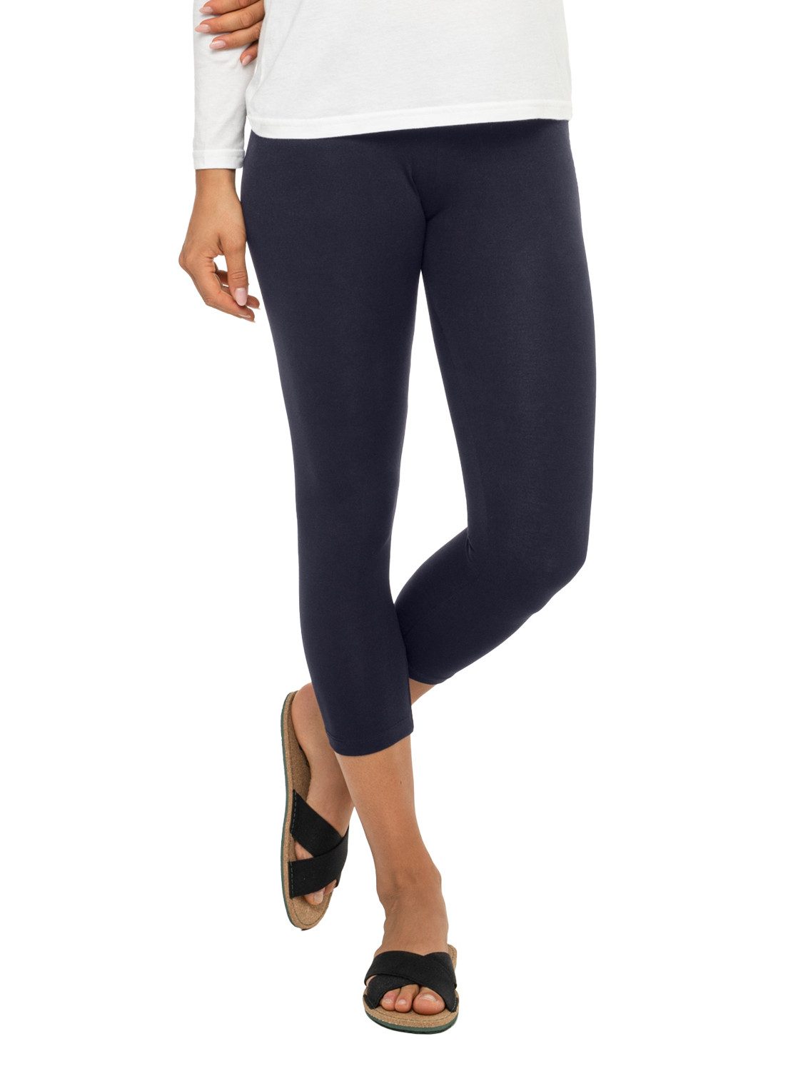 celodoro 3/4-Leggings Damen Leggings (3/4 Capri) Stretch-Jersey Hose aus Baumwolle