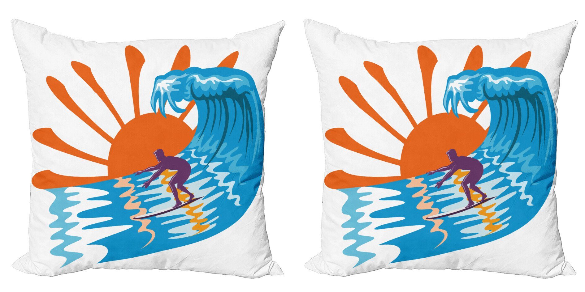 Kissenbezüge Modern Accent Doppelseitiger Digitaldruck, Abakuhaus (2 Stück), Sommer Hot Strand Vibes Surfer