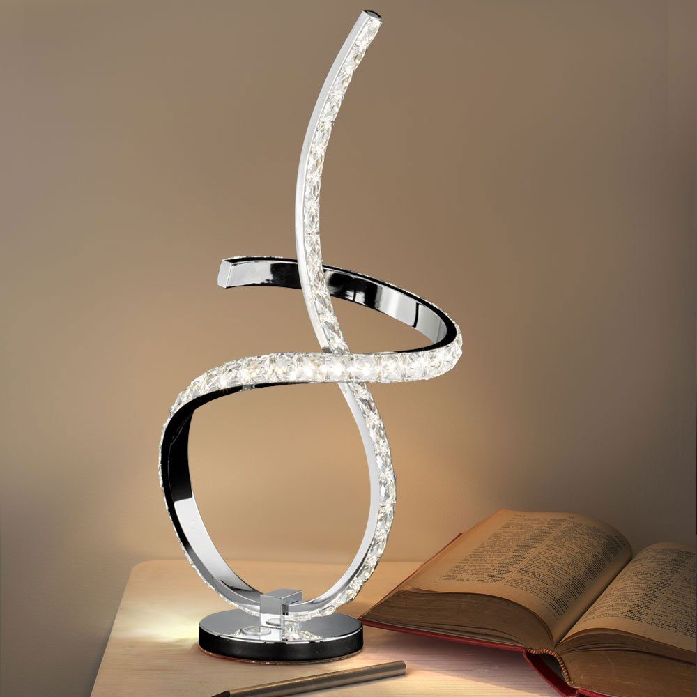 WOFI LED Tischleuchte, Leuchtmittel inklusive, Warmweiß, Tischleuchte Nachttischlampe Touch dimmbar Kristall LED