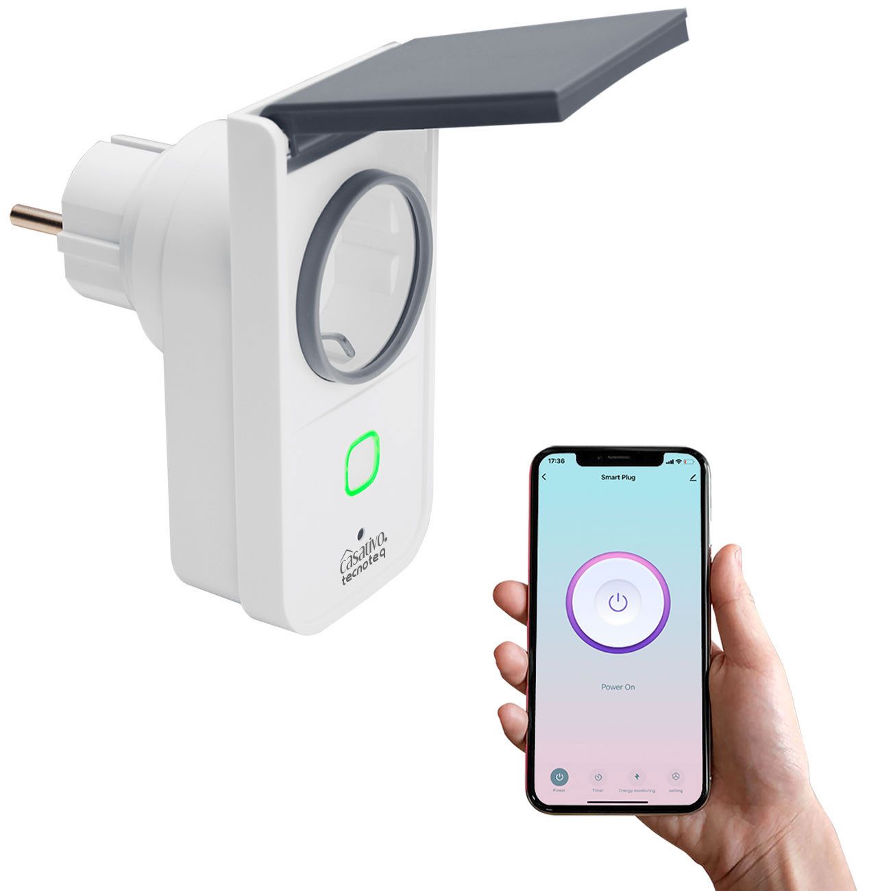 Casativo WLAN-Steckdose Smarte WLAN Outdoor-Steckdose IP44, Wetterfeste Garten-Steckdose, 1-St., 1er/2er/3er-Set, IP44, Stromzähler, Timer & Alexa/Google Home