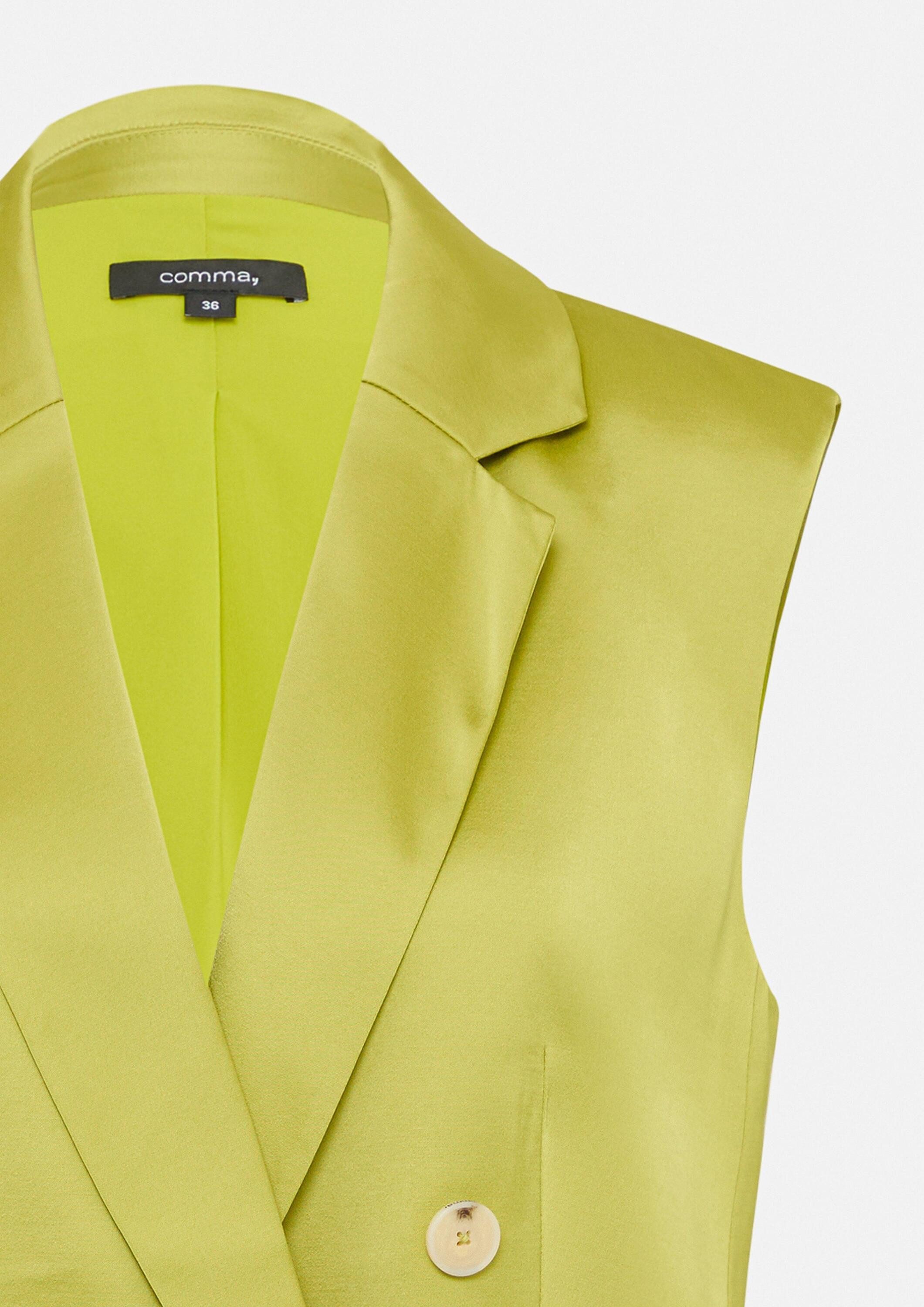 comma Jackenblazer Indoor-Weste Lange Weste aus fließendem Satin