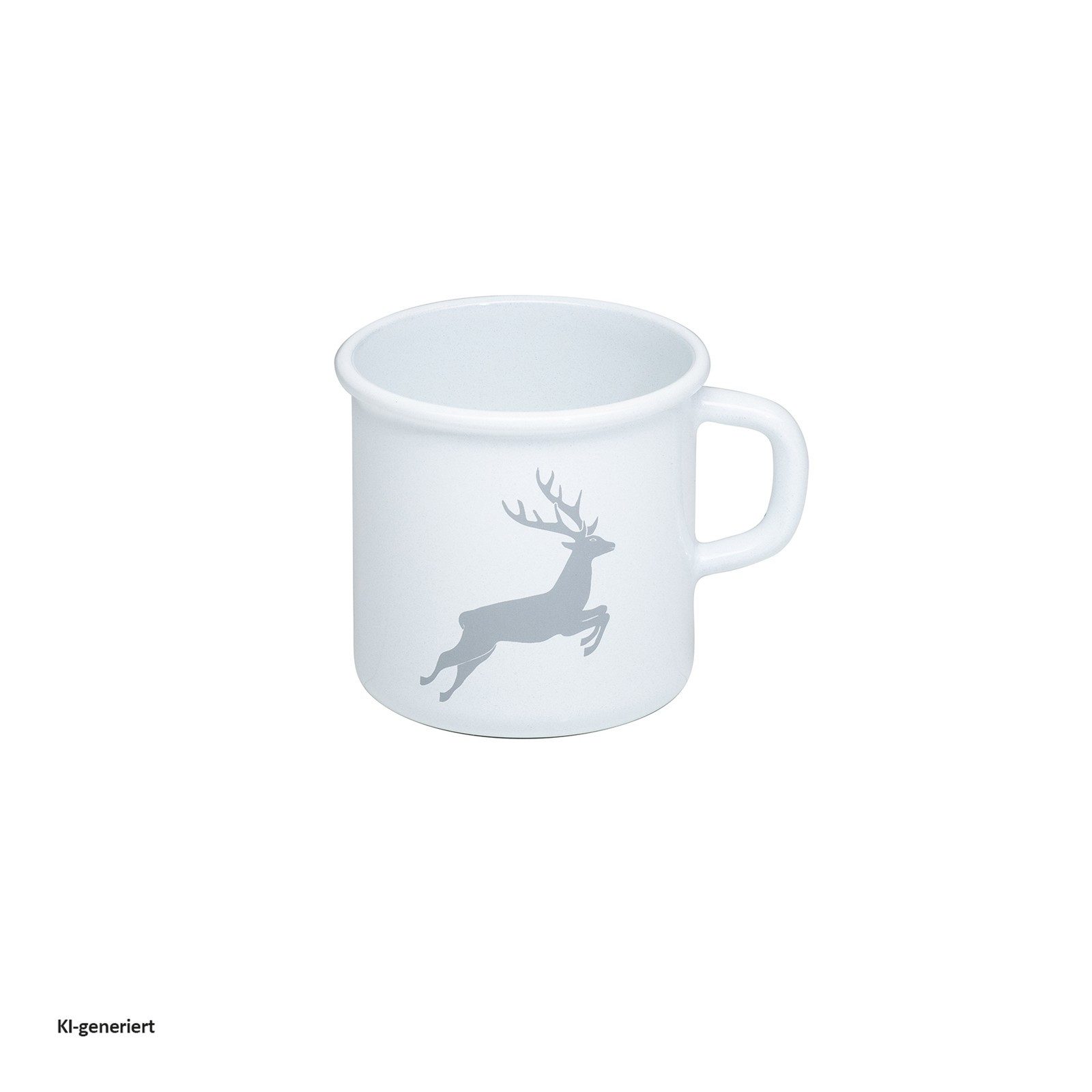 Riess Kochtopf Topf/ Becher mit Bördel Hirsch Grau, Emaille (Stück, 1-tlg), Hirsch-Motiv