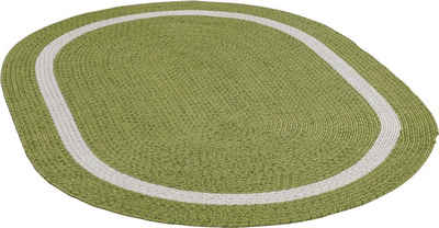 Teppich Benito, Gino Falcone, oval, Höhe: 6 mm, Flachgewebe, Uni-Farben, mit Bordüre, In- und Outdoor geeignet