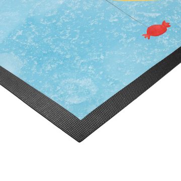 Fußmatte 50 x 75 cm Pinguin Mond - Eisblau - Geschenk, Schmutzmatte, Türvorleg, Mr. & Mrs. Panda, Höhe: 0.3 mm, Herzliches Willkommen