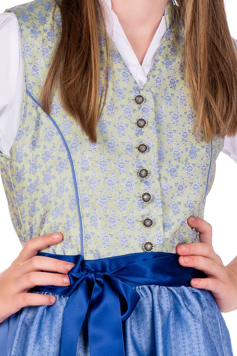 Isar-Trachten Dirndl Kinderdirndl 3tlg. - DELIA - lindgrün/seeblau