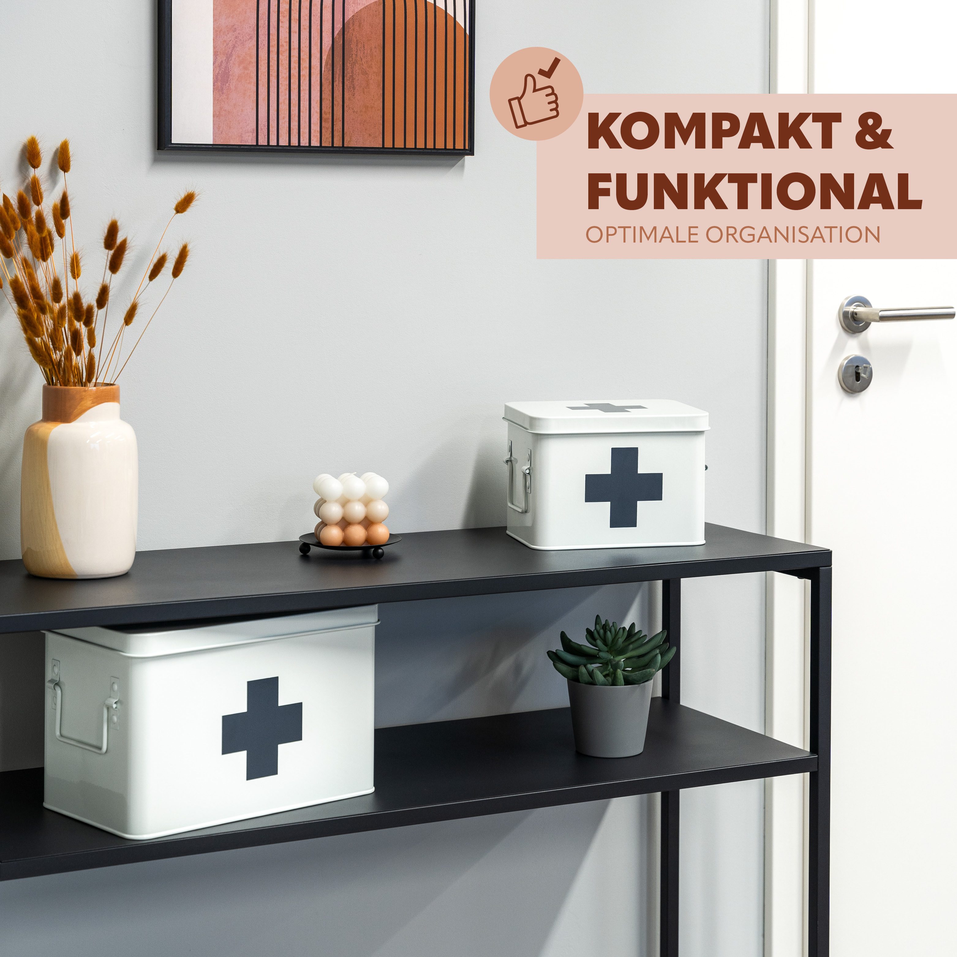 eluno Medizinschrank mit herausnehmbarem Tablett und 5 Fächern, Metall günstig online kaufen