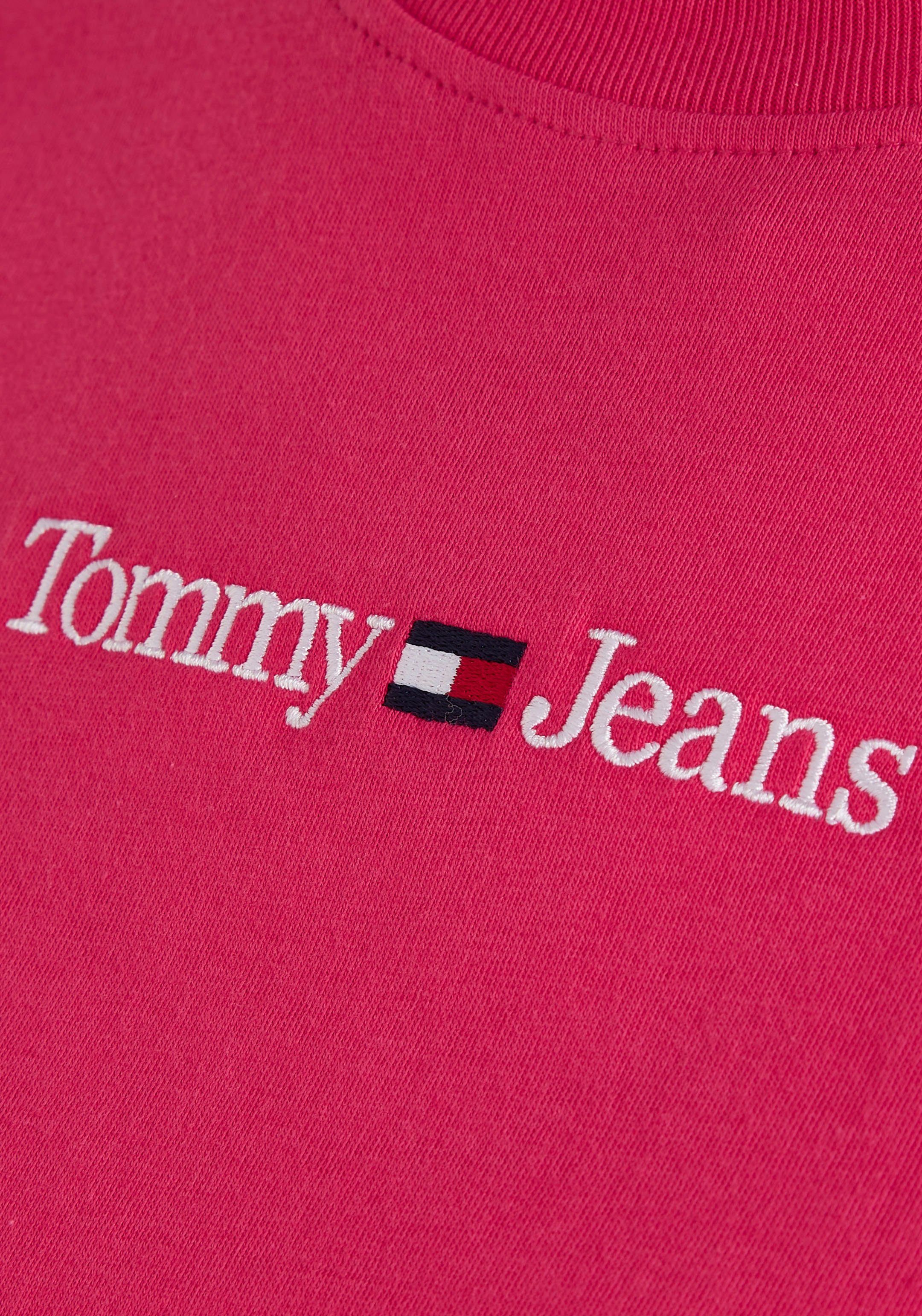 Tommy Jeans mit TEE Jewel-Pink TJW CLS Tommy SERIF LINEAR Logoschriftzug Jeans Linear Kurzarmshirt