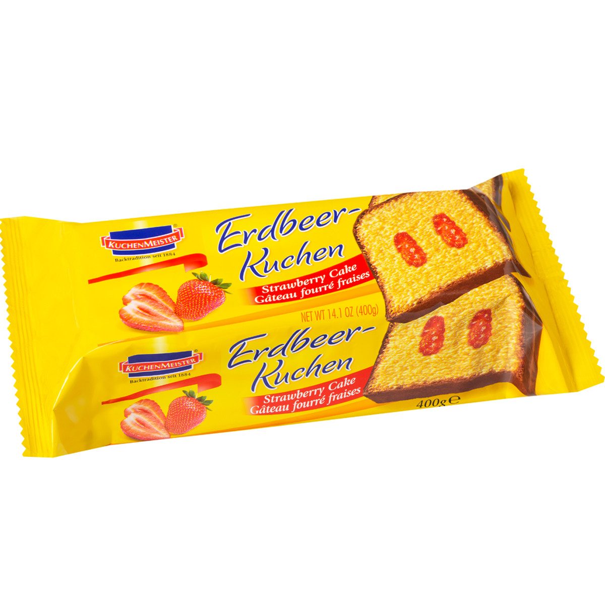 KuchenMeister Kuchen, KuchenMeister Erdbeer Kuchen mit kakaohaltiger Fettglasur 400g