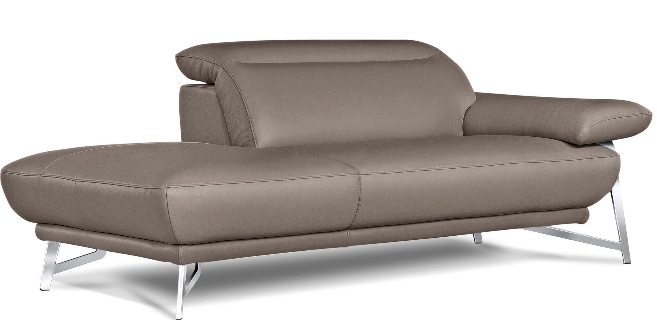 Egoitaliano Sofa Anais, erstklassiger Sitzkomfort, Fußfarbe chrom, Set, Kopfteil verstellbar, Leder BACIO, safari