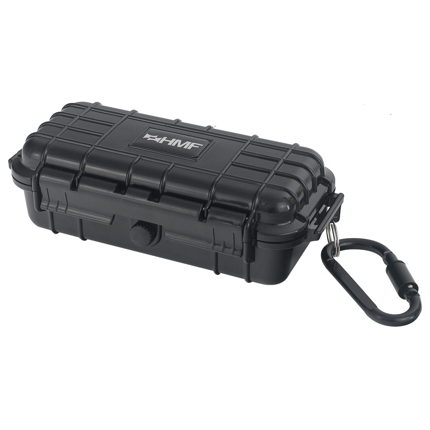 HMF Aufbewahrungsbox ODK500 Outdoor-Koffer klein (inkl. Karabinerhaken), wasserdichte Box für Boot und Freizeit, 19,8 x 10,5 x 6,4 cm, schwarz