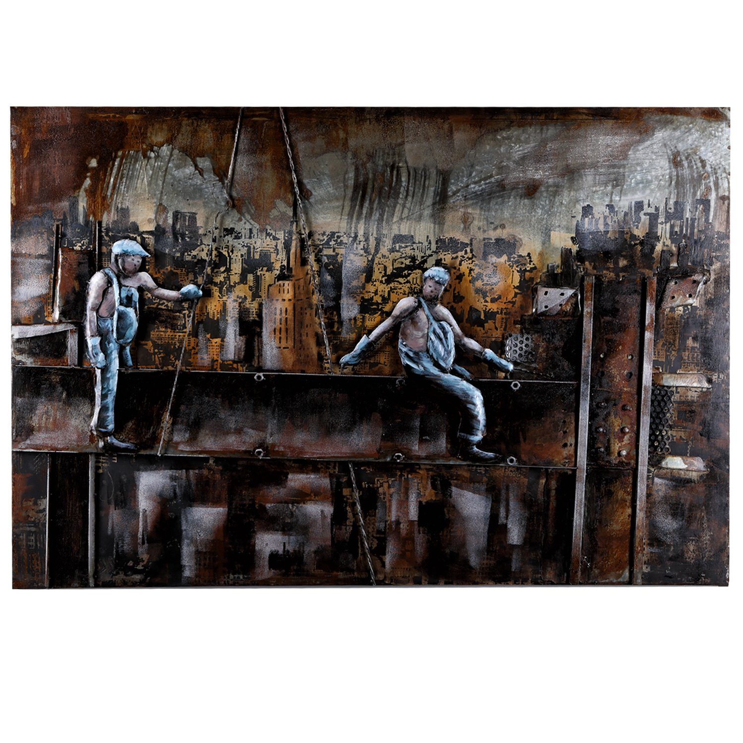 SEART XXL 3D Metall-Wandskulptur „Frau Mit Rotem Hut“, 120x70x5 Cm, Aus Recyceltem Material, Handgefertigt