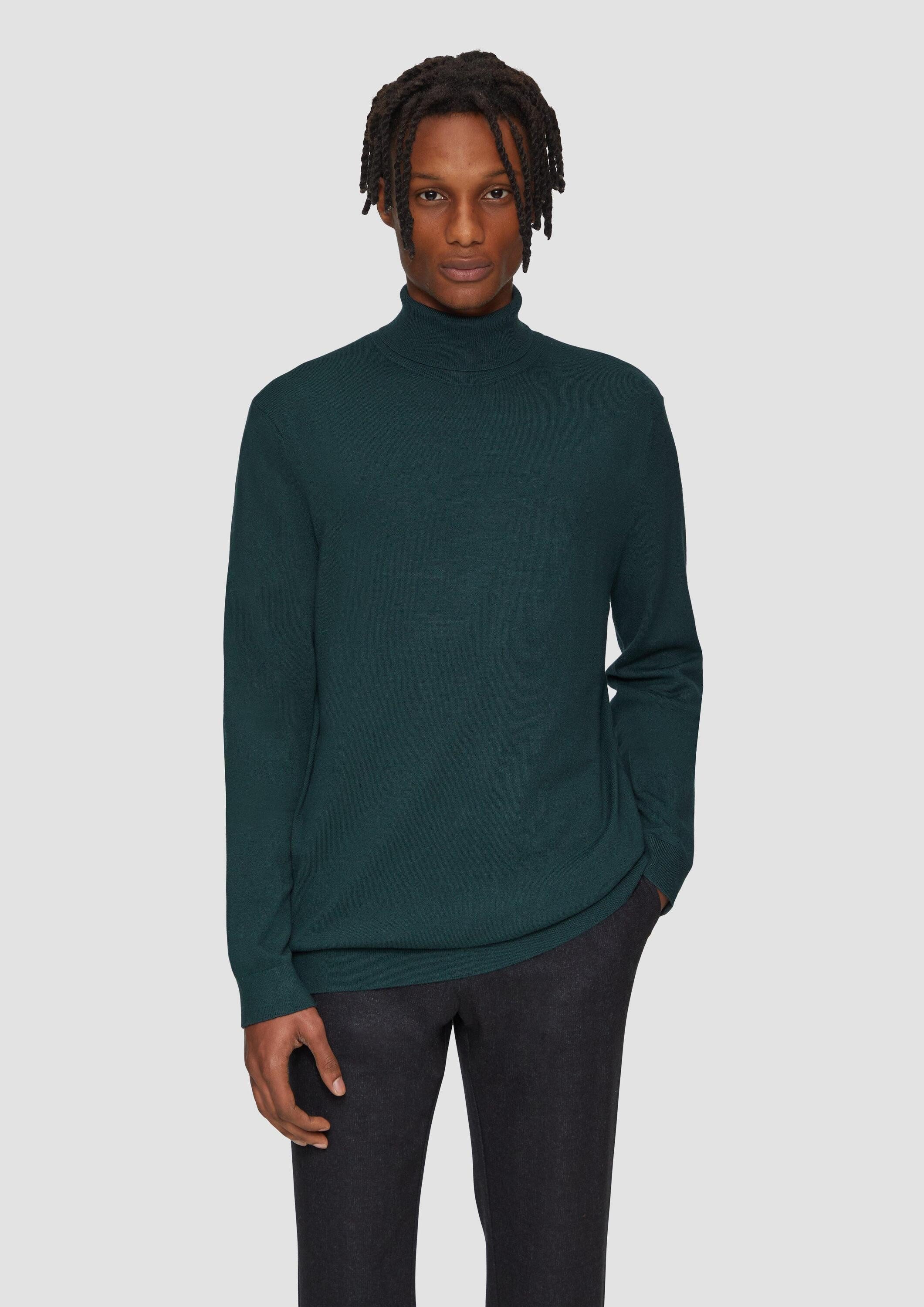 QS Longpullover Strickpullover Slim-Fit-Pullover mit Rollkragen günstig online kaufen