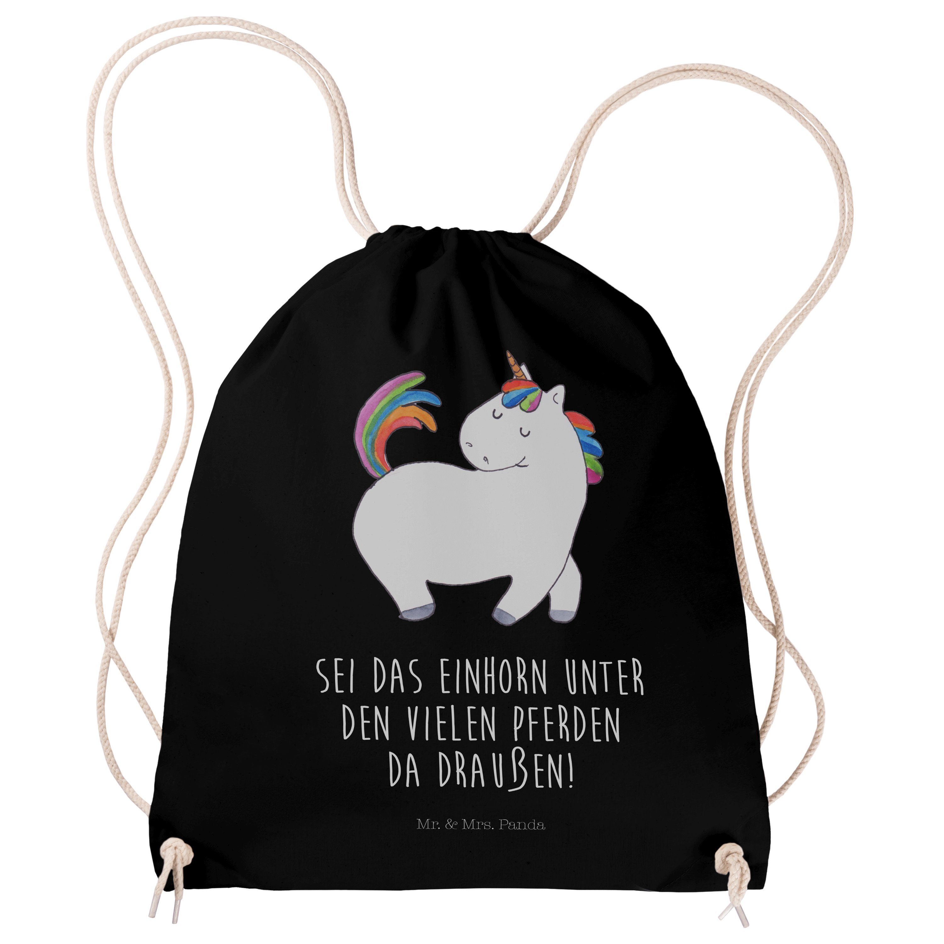 Sporttasche, - Sporttasche Tasche, Geschenk, Schwarz Mrs. (1-tlg) Einhorn Panda Mr. & - stolzierend Reiten