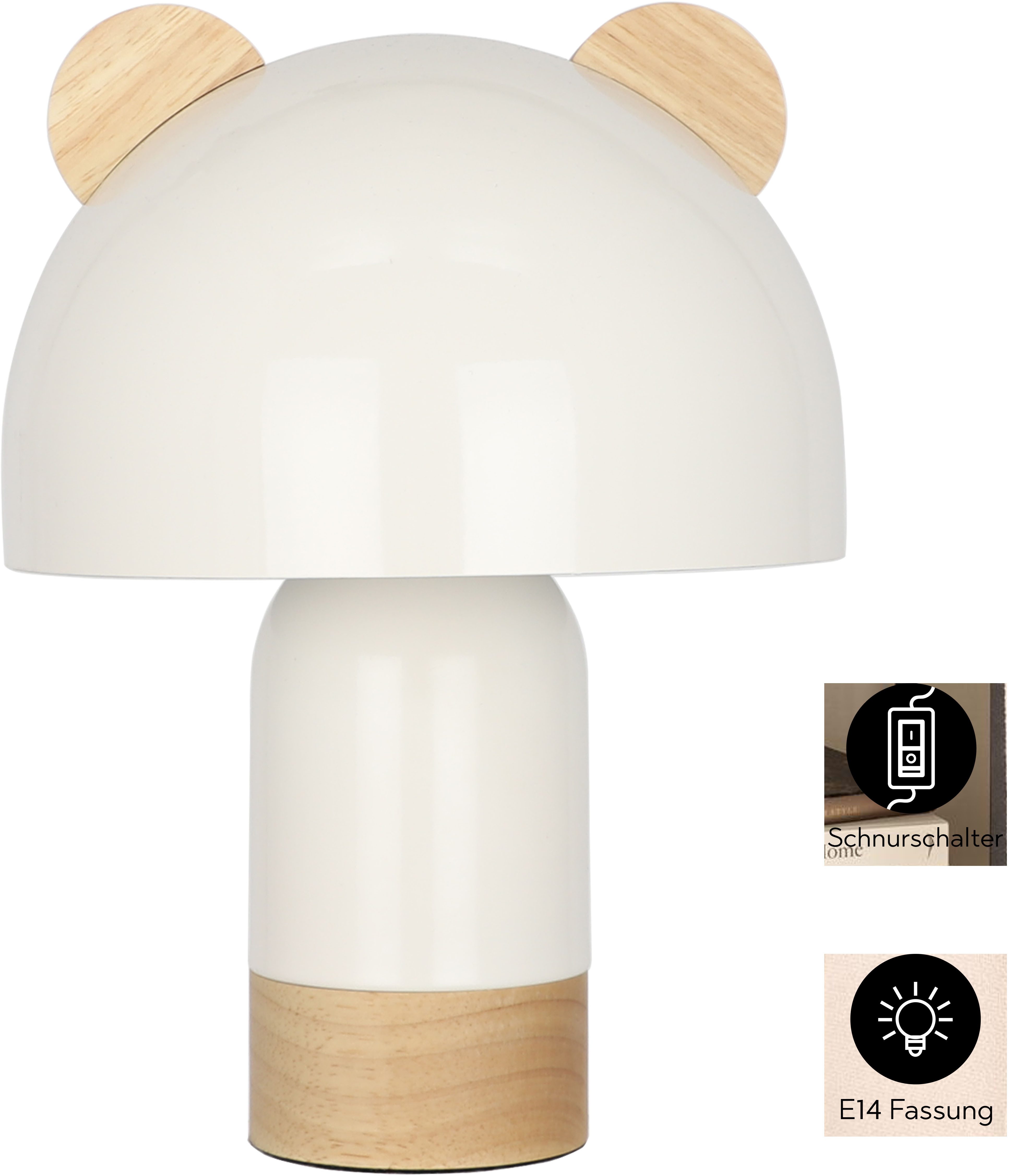 OTTO home Tischleuchte Alinn, ohne Leuchtmittel, Leuchtmittel wechselbar, ideale Kinderzimmerleuchte, Tischlampe, Leuchte mit Öhrchen, H: 27,5cm