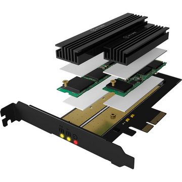 RAIDON ICY BOX PCI-E Karte für 2x M.2 SSDs - - PCI Modulkarte, Passive Kühlung, inkl. Low-Profile Slotblech