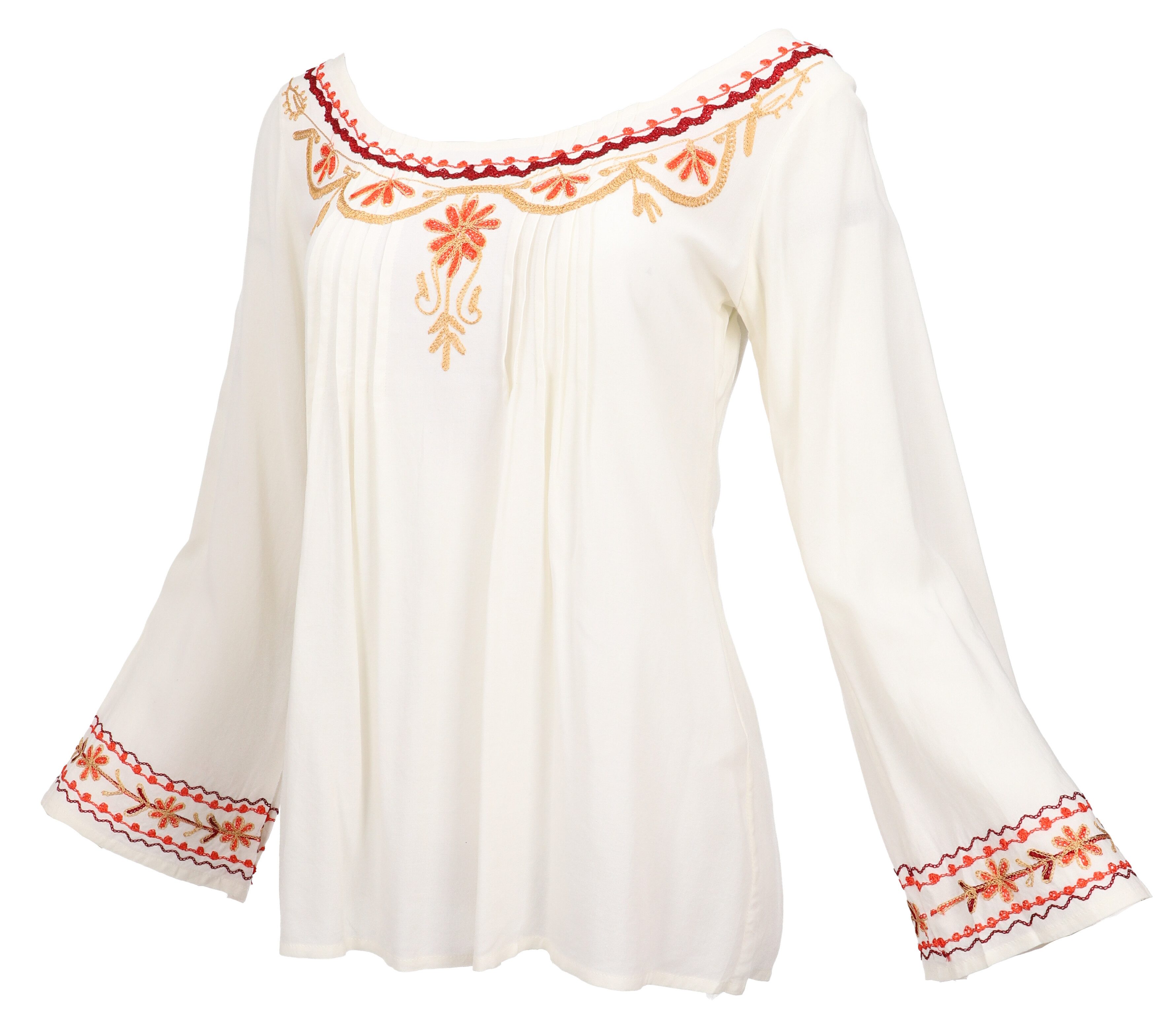 Guru-Shop Longbluse Bestickte Elfenbluse, Boho Damenbluse - cremeweiß alter günstig online kaufen