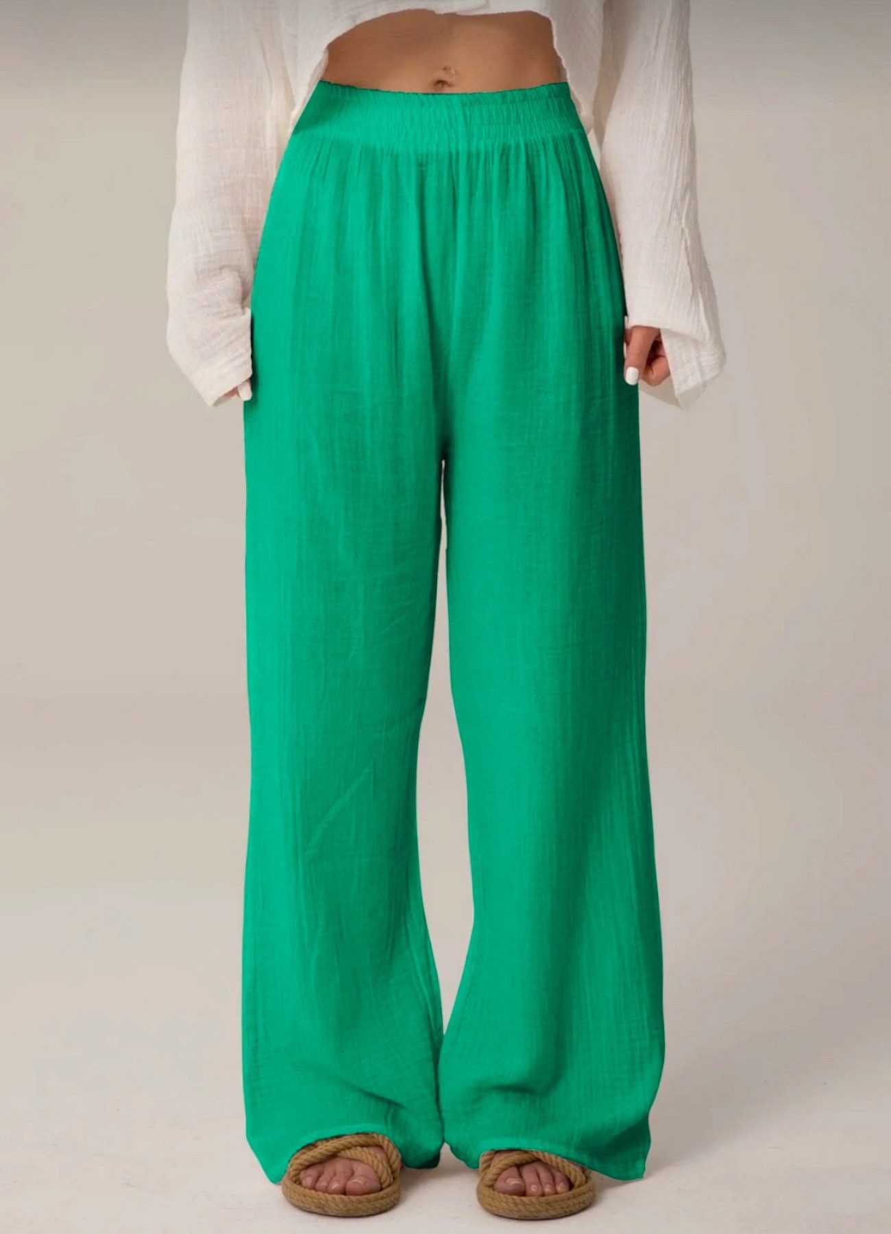 fashionshowcase Palazzohose Damen Sommerhose aus Musselin günstig online kaufen