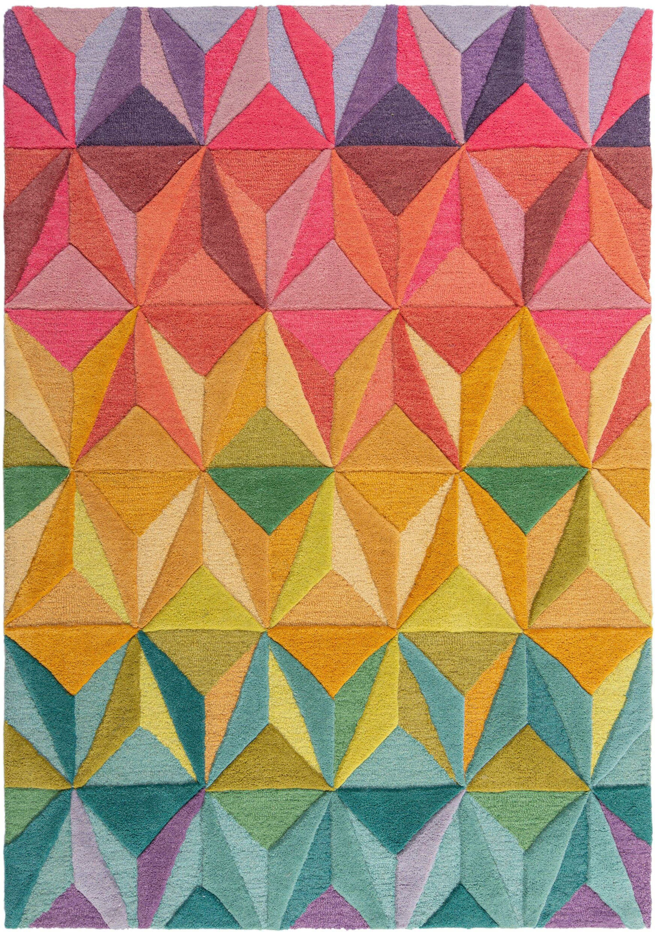 aus mehrfarbig, 100% geometrisches RUGS, FLAIR Wolle, Wollteppich 10 Höhe: Muster Reverie, mm, Naturfaser, rechteckig,
