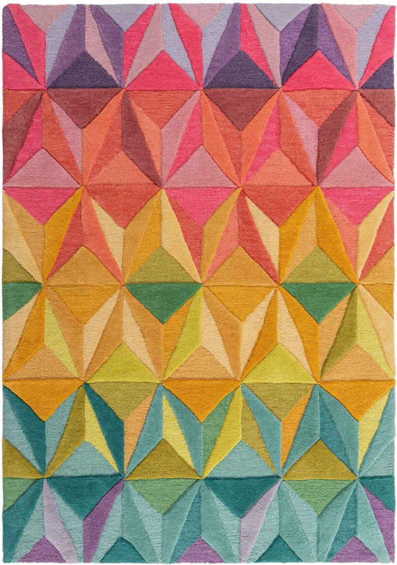 Wollteppich Reverie, FLAIR RUGS, rechteckig, Höhe: 10 mm, aus Naturfaser, 100% Wolle, mehrfarbig, geometrisches Muster
