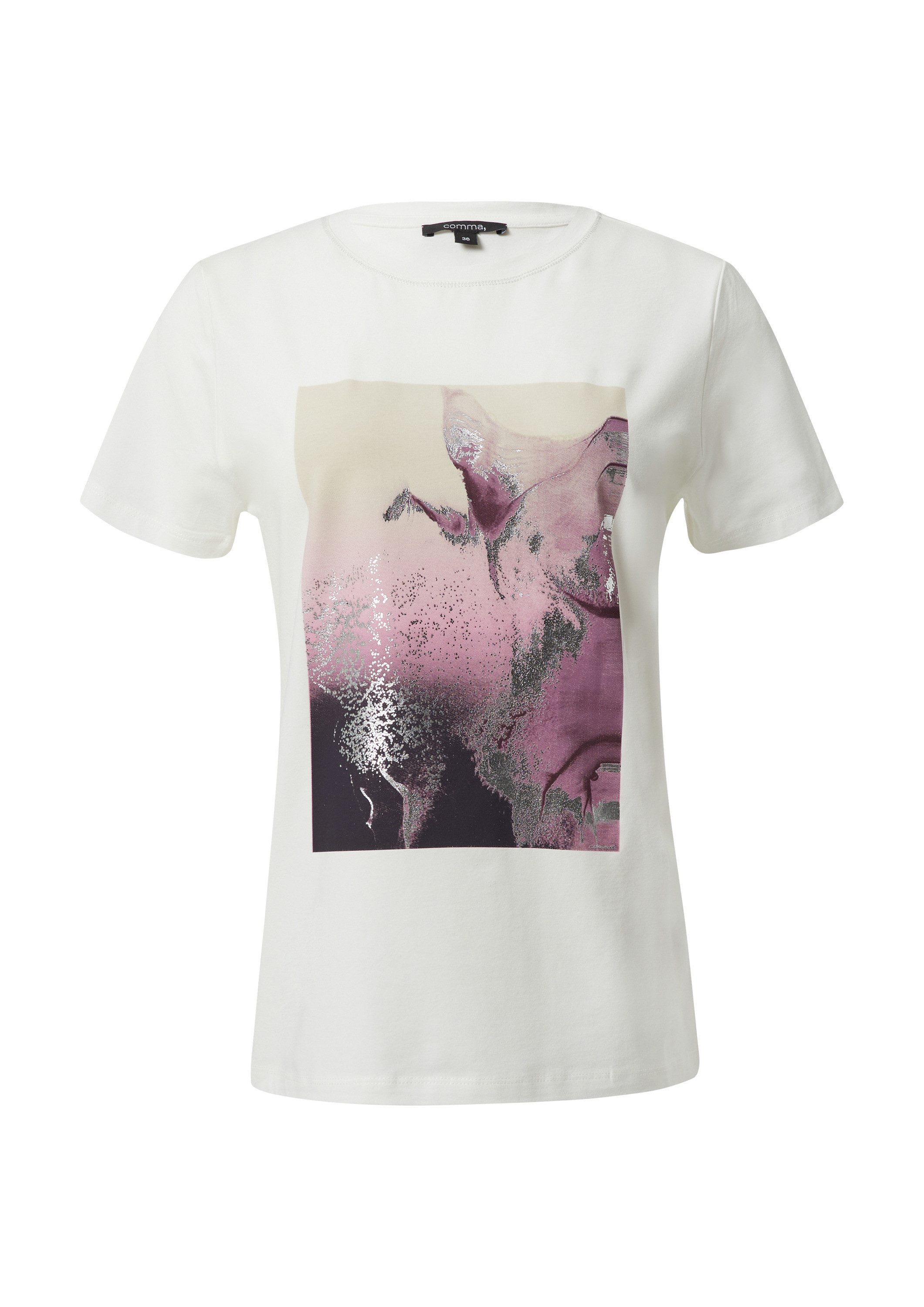 comma Kurzarmshirt T-Shirt Jersey-Shirt mit Frontprint günstig online kaufen