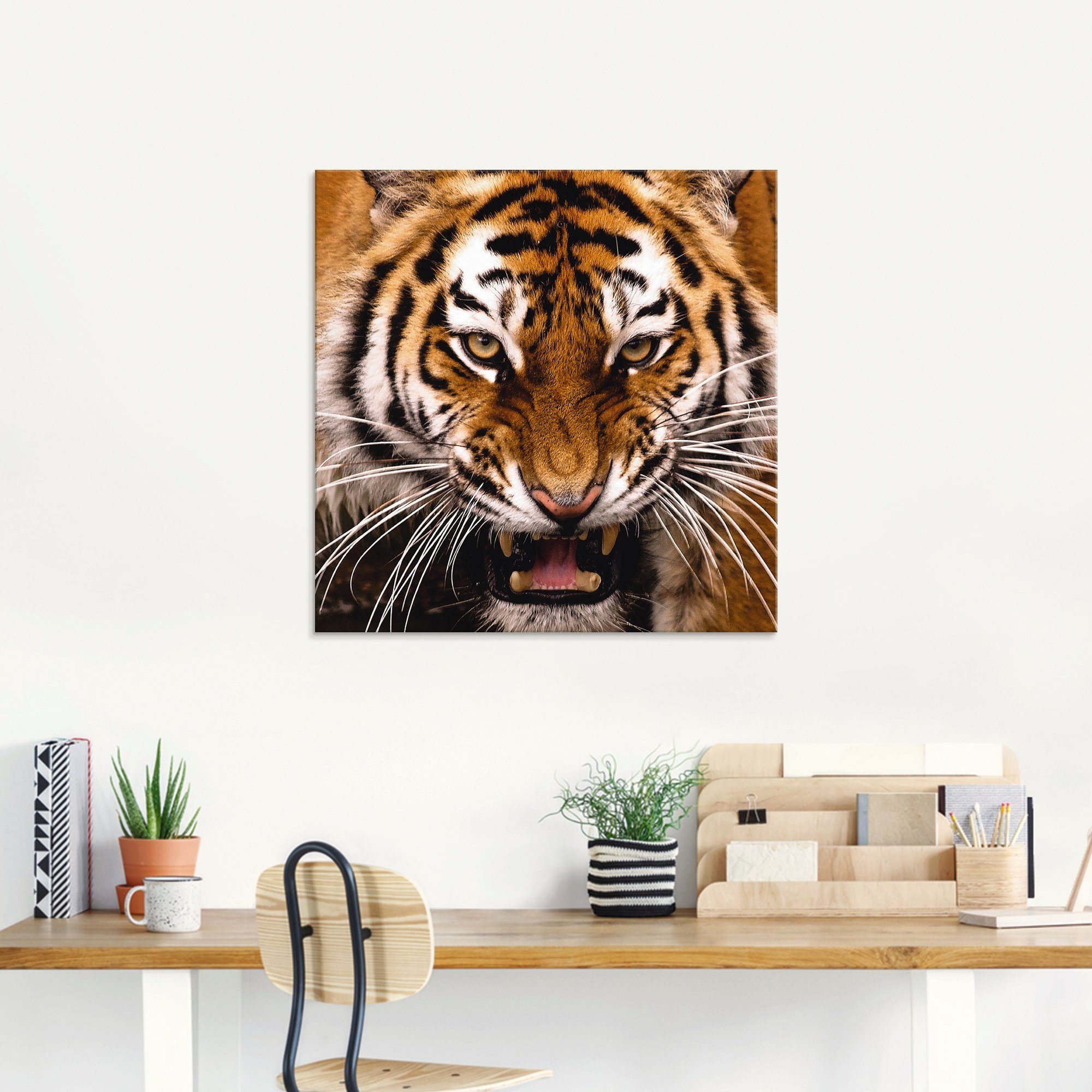 Tiger Glasbild Größen (1 St), Artland Kopf, Wildtiere verschiedenen in
