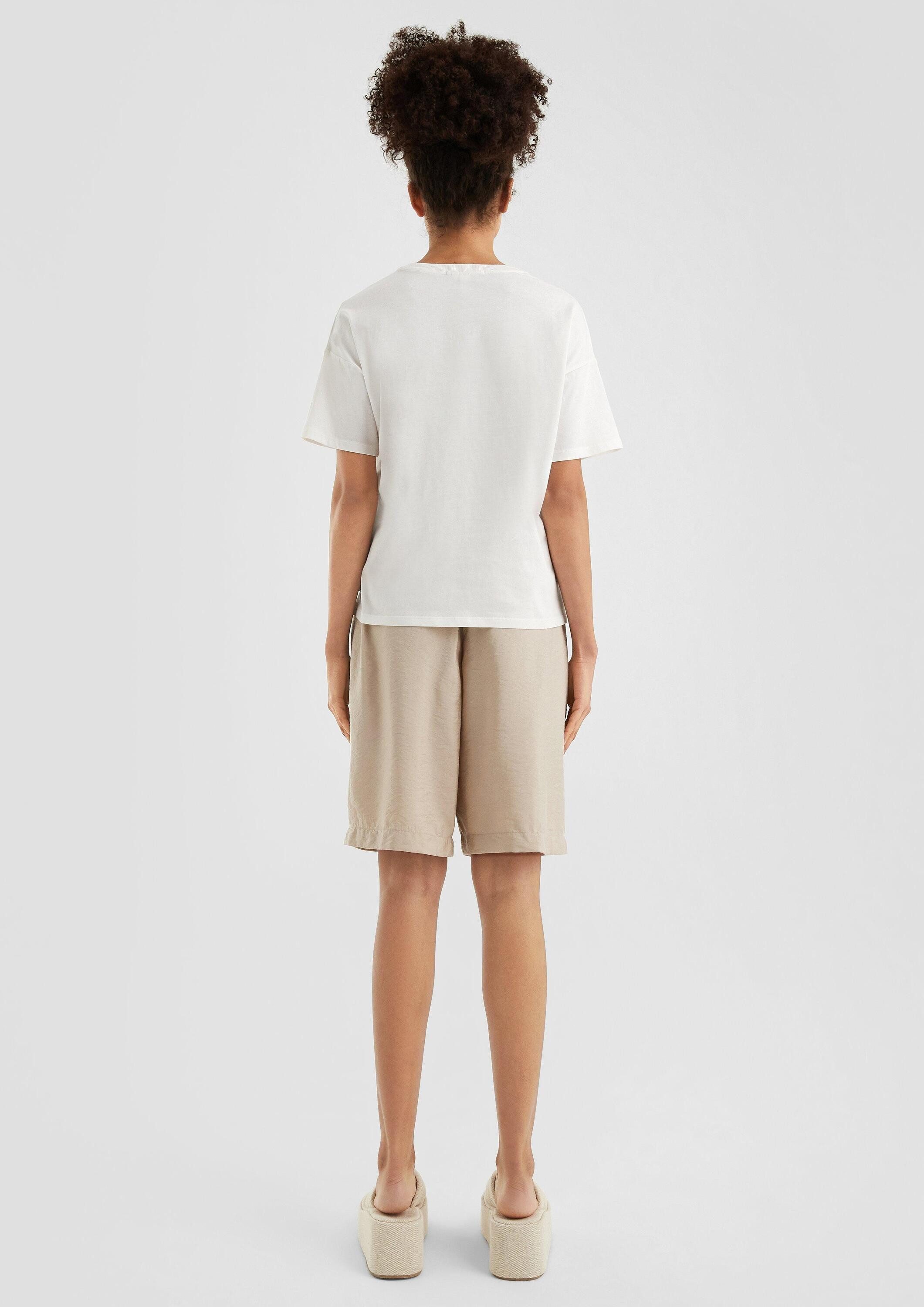 QS Kurzarmshirt T-Shirt Baumwollshirt mit überschnittener günstig online kaufen