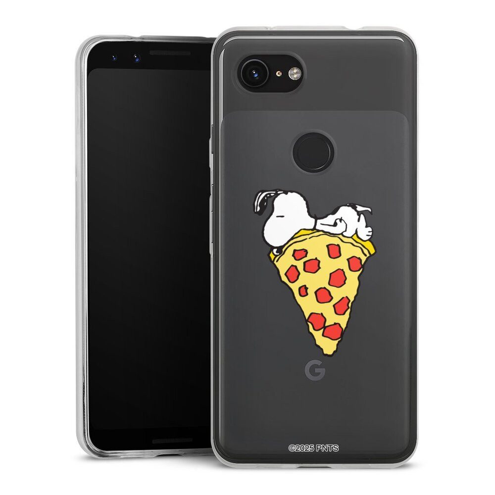 DeinDesign Handyhülle Peanuts Pizza Snoopy Snoopy Pizza Transparent, Google Pixel 3a Slim Case Silikon Hülle Ultra Dünn Schutzhülle