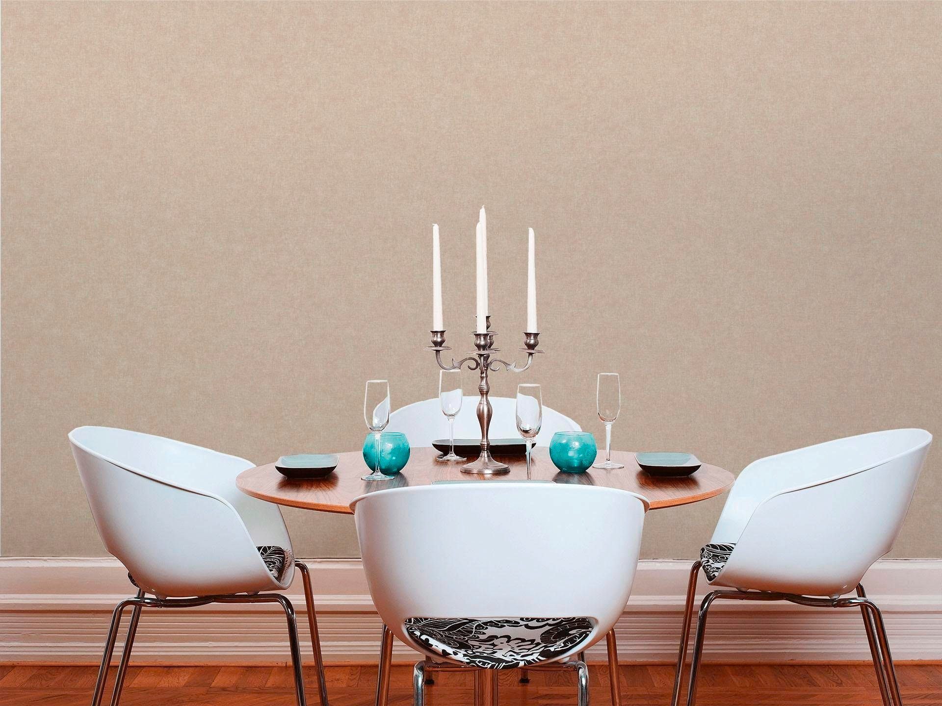 Bricoflor Moderne Tapete in Beige Braun Schlichte Uni Tapete in Textiloptik günstig online kaufen