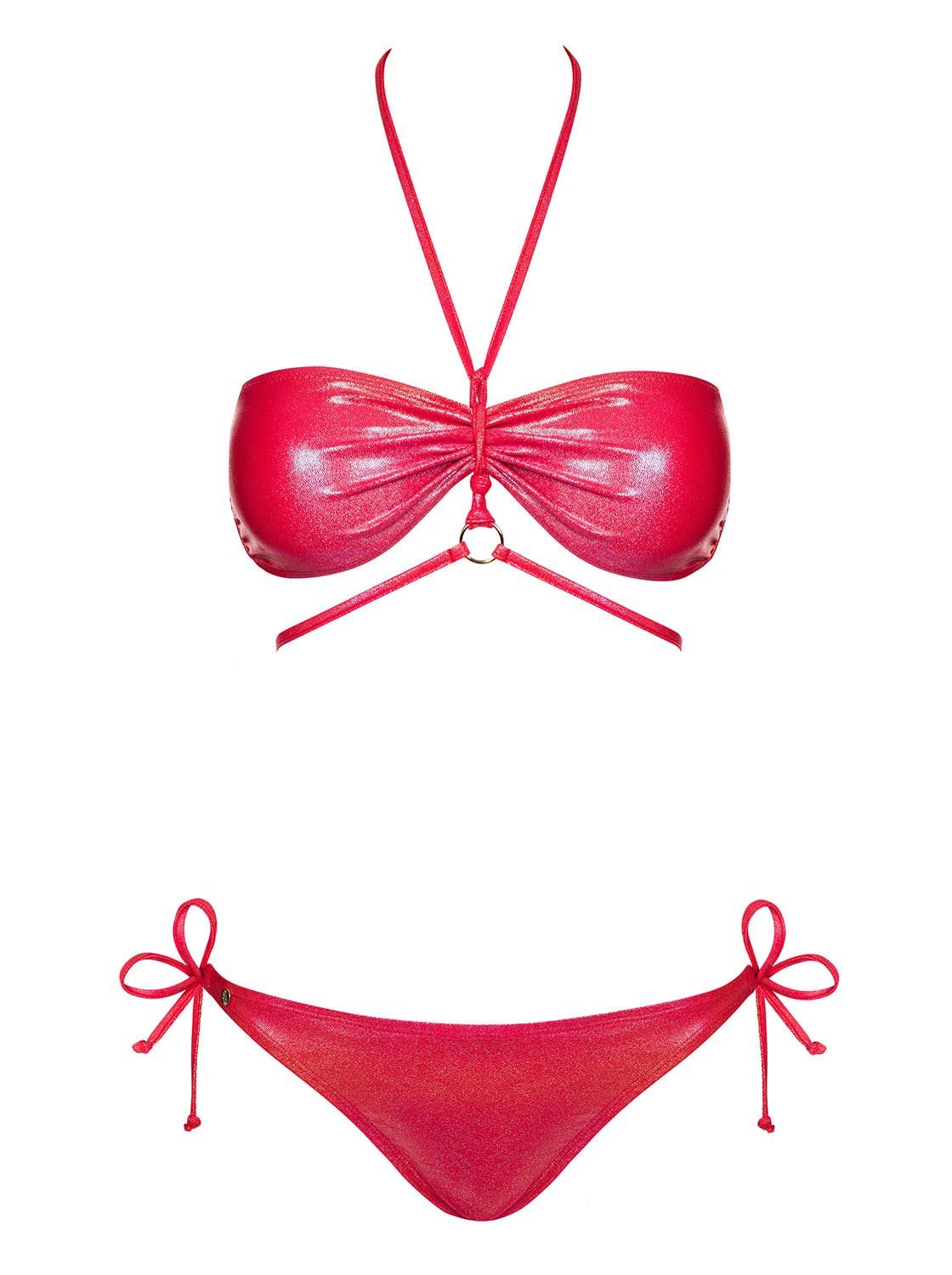 Obsessive Push-Up-Bikini Bikini Coralya rot glänzend Neckholder (Set)