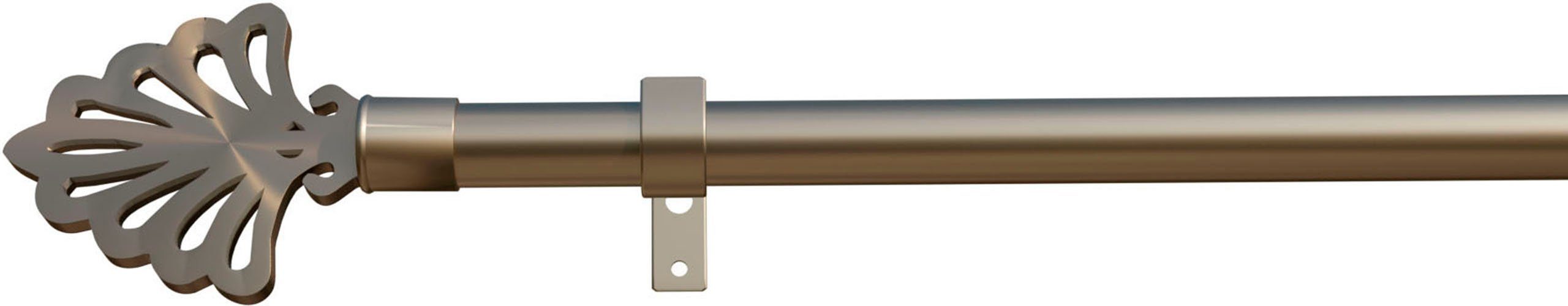 Gardinenstange Eisen mit indeko, 1-läufig, Ø verschraubt, Modena, Wunschmaßlänge, Bohren, 16 mm,