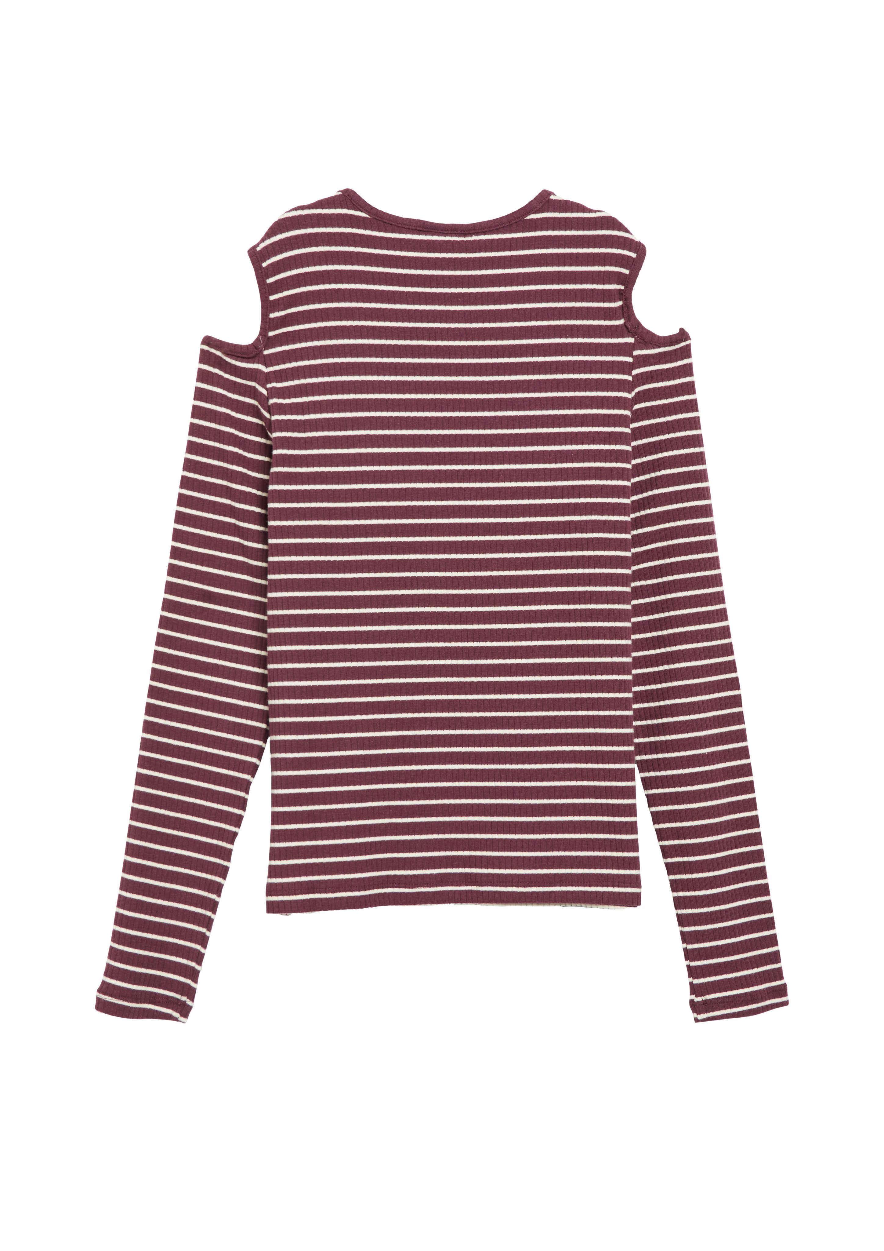 s.Oliver Junior Langarmshirt in Streifen-Optik / Cut-Outs an der Schulter / für Girls – Bild 2 von 2