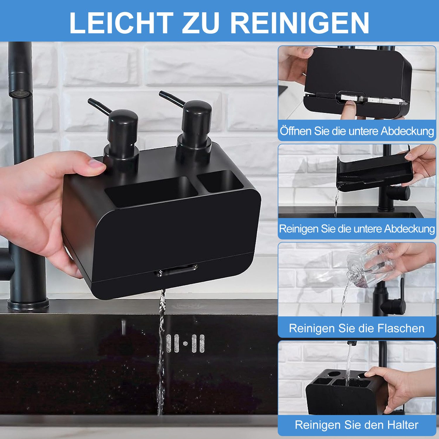 OSTWOLKE Seifenspender Spülmittelspender Spülbecken Organizer mit Bürstenha günstig online kaufen