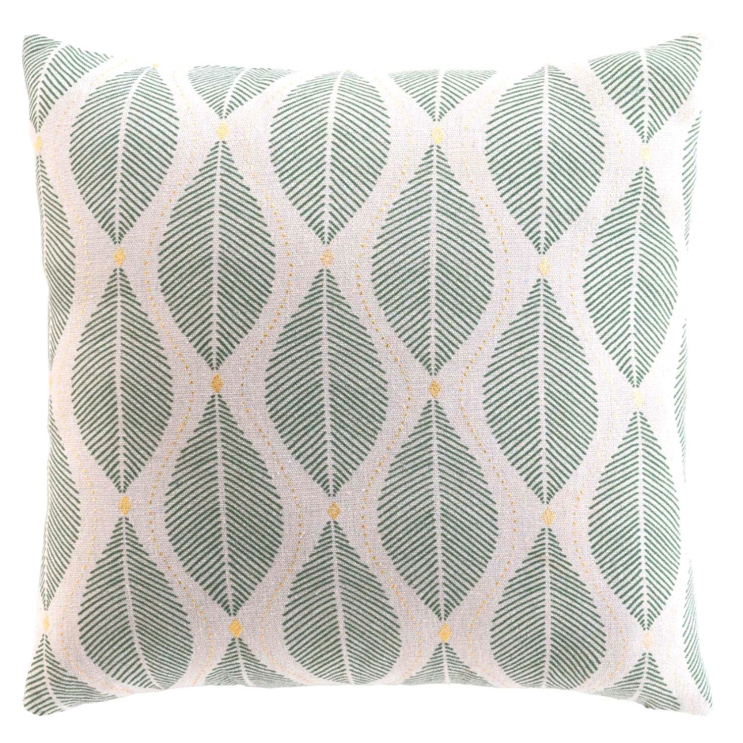 Macosa Home Dekokissen Kissen 45 cm od. 30 x 50 cm Beige Grün Baumwolle Metallfaser, Reißverschluss inkl. Füllung