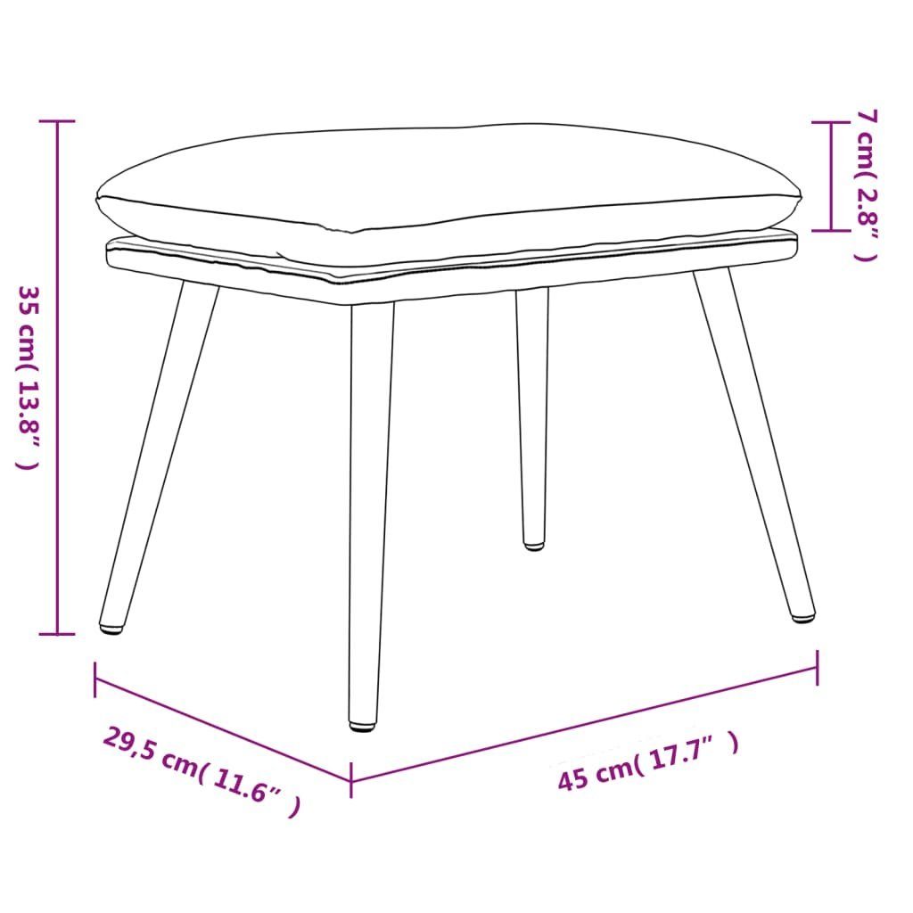 (1 Polsterhocker cm 45x29,5x35 Stoff St) Creme vidaXL Fußhocker