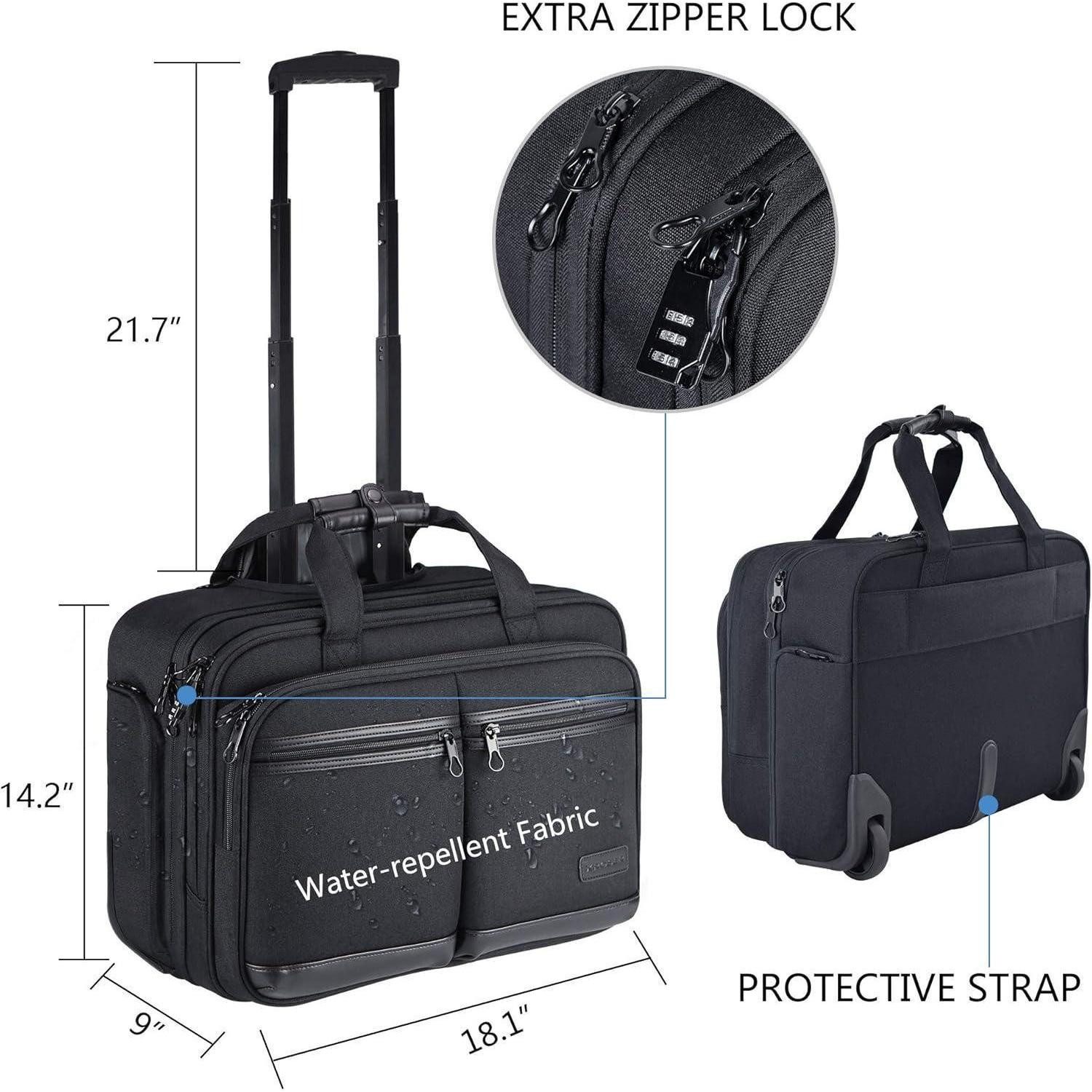 LuxusKollektion Business-Trolley Trolley Handgepäck Koffer mit RFID 17,3 Zoll Laptop