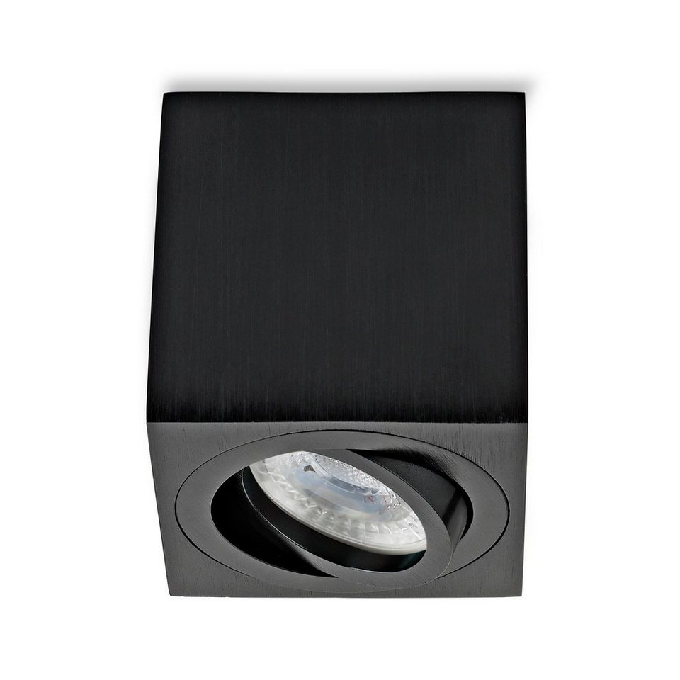 Sweet LED LED Deckenspots spots eckig schwarzs Aufbauspot GU10 7W,  Leuchtmittel wechselbar, warmweiß, Deckenaufbauleuchte, Aufbaustrahler,  Deckenspot