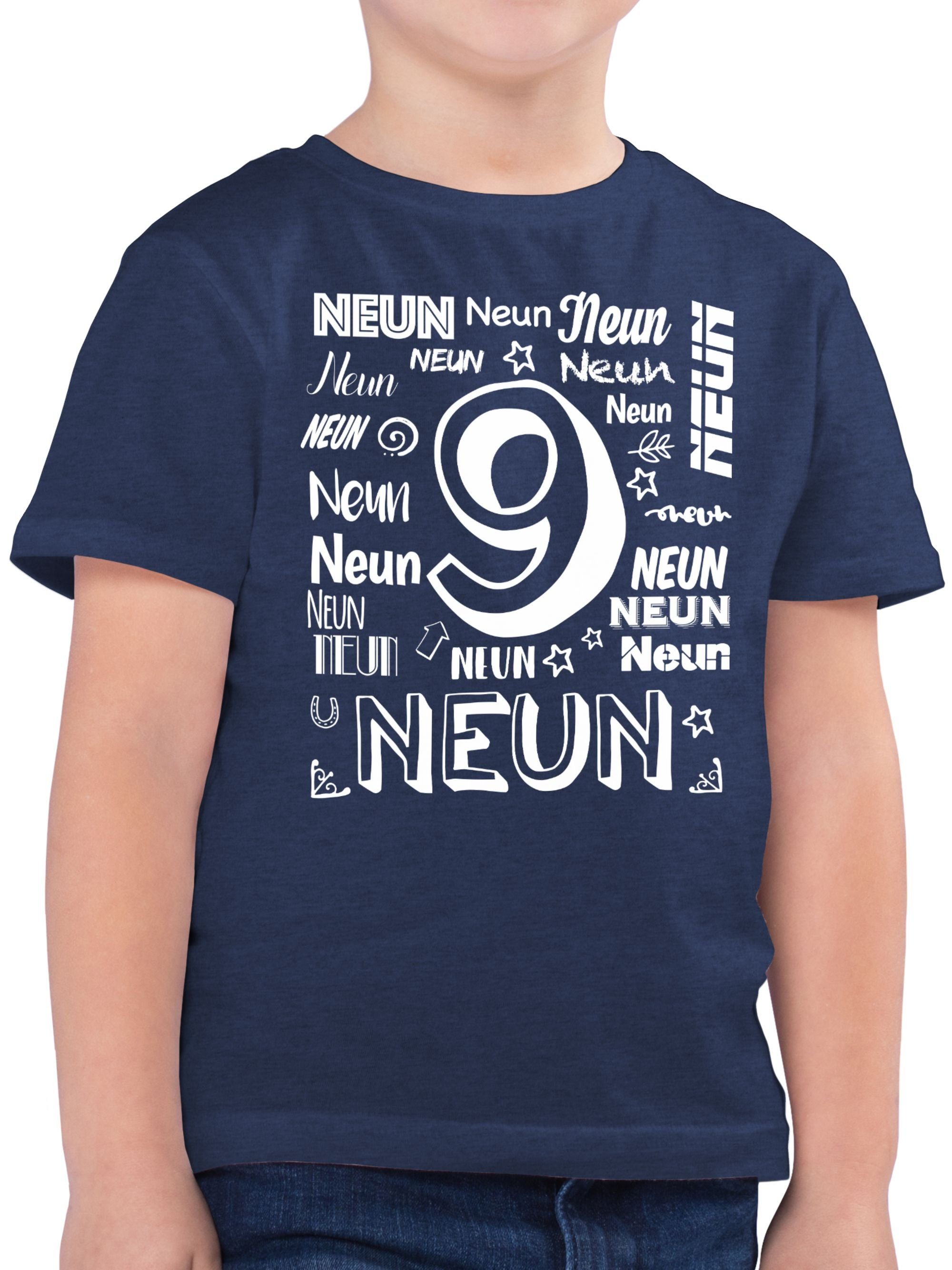 Shirtracer T-Shirt Neunter Zahlen 9. Geburtstag 3 Dunkelblau Meliert