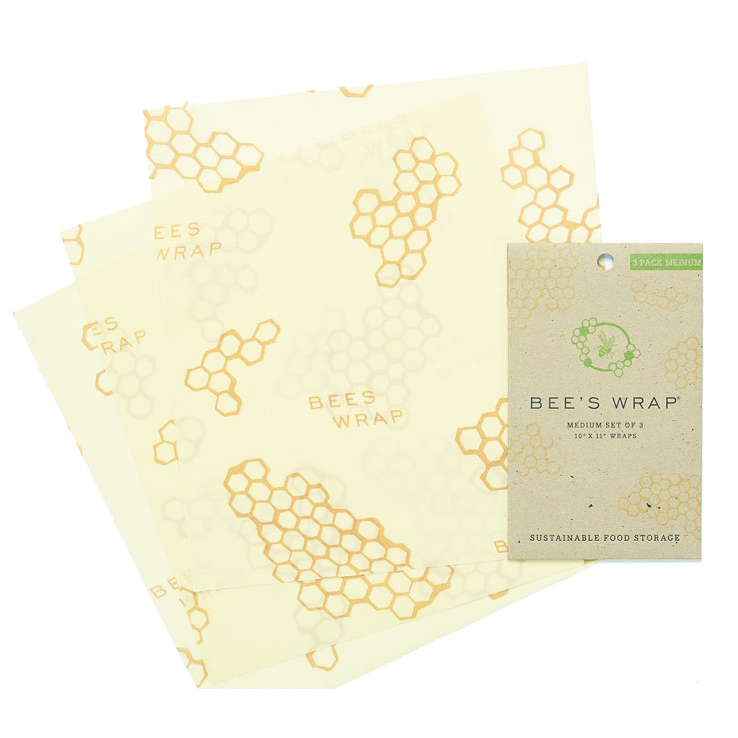 Eddingtons Frischhaltebeutel Bee's Wrap Bienenwachstuch Frischhaltefolien in mittelgroß im 3er Set