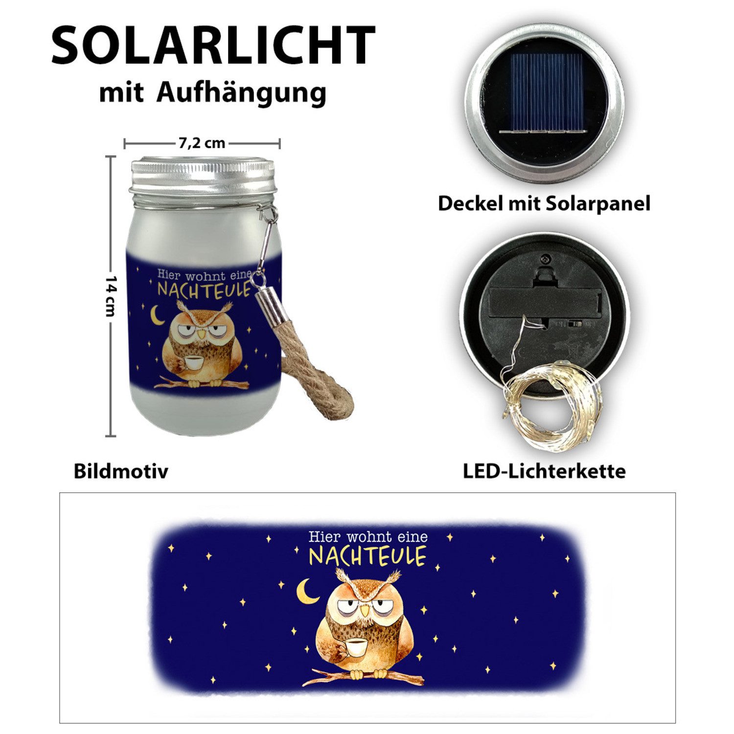 speecheese Dekolicht Eule Solarlicht mit Spruch Hier wohnt eine Nachteule günstig online kaufen