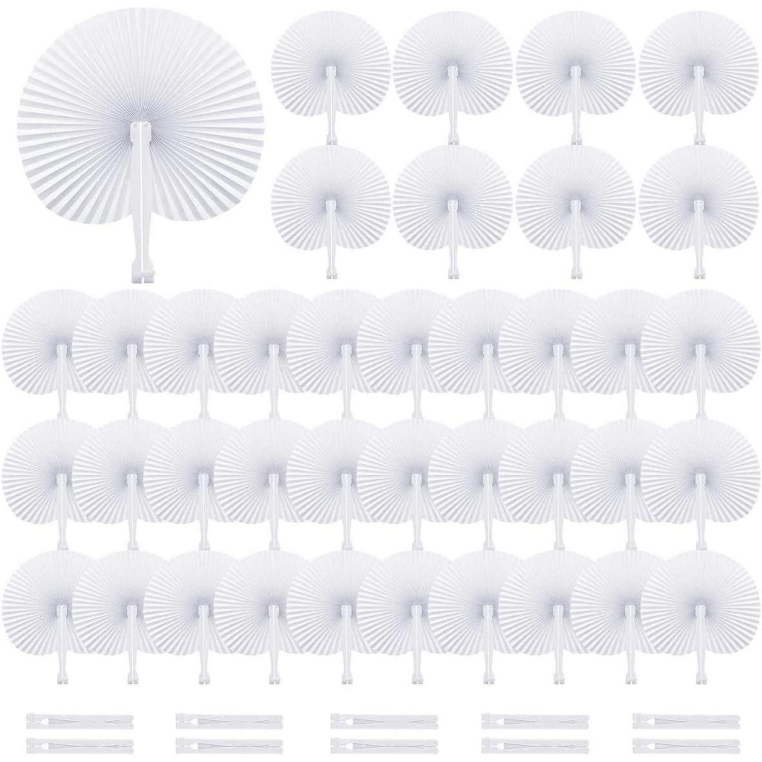 LuxusKollektion Papierfächer Handfächer Hochzeit 48 Stück Weiß Fächer DIY Hochzeitsdeko Vintage