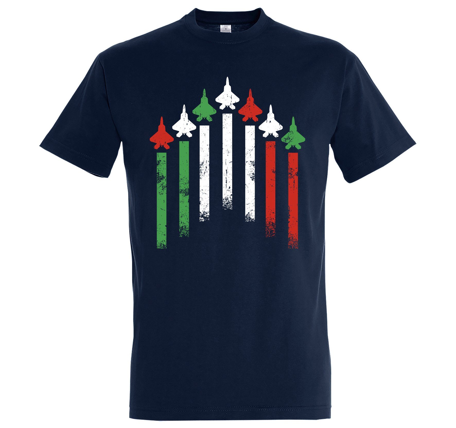Youth Designz T-Shirt Italien Flagge trendigem Jets Herren Shirt Navyblau Frontprint mit
