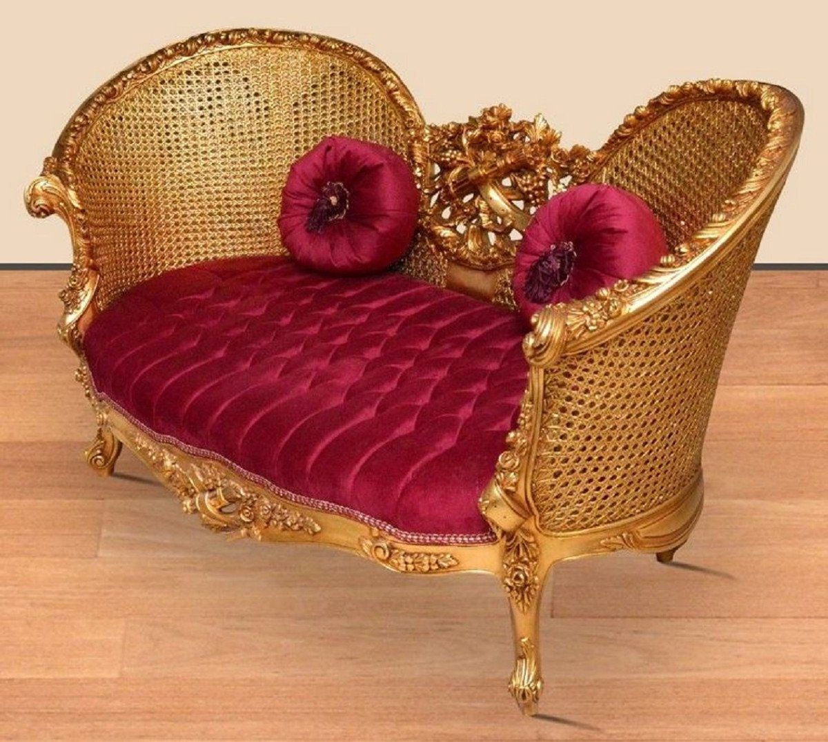 im Gold Handgefertigtes / Sofa - Sofa Sofa Casa Padrino Wohnzimmer Barock Wohnzimmer Möbel Prunkvolle Bordeauxrot Barock - Barockstil