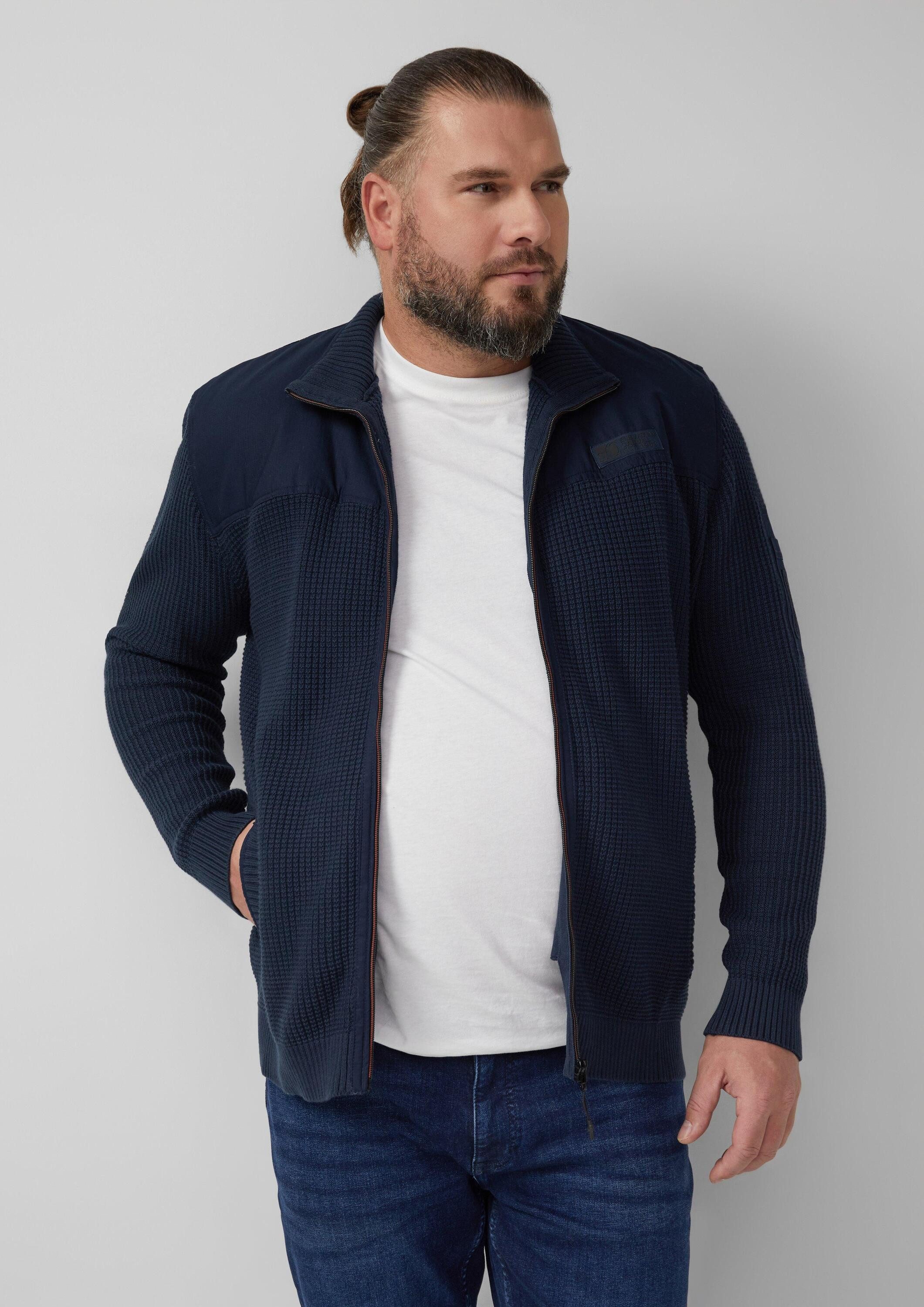 s.Oliver Cardigan Strickjacke Sportive Strickjacke im Fabricmix mit Kontrastdetail