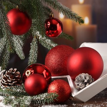 MARELIDA Weihnachtsbaumkugel Christbaumkugel Weihnachtskugel bruchfest glänzend matt rot 26er Set (26 St)